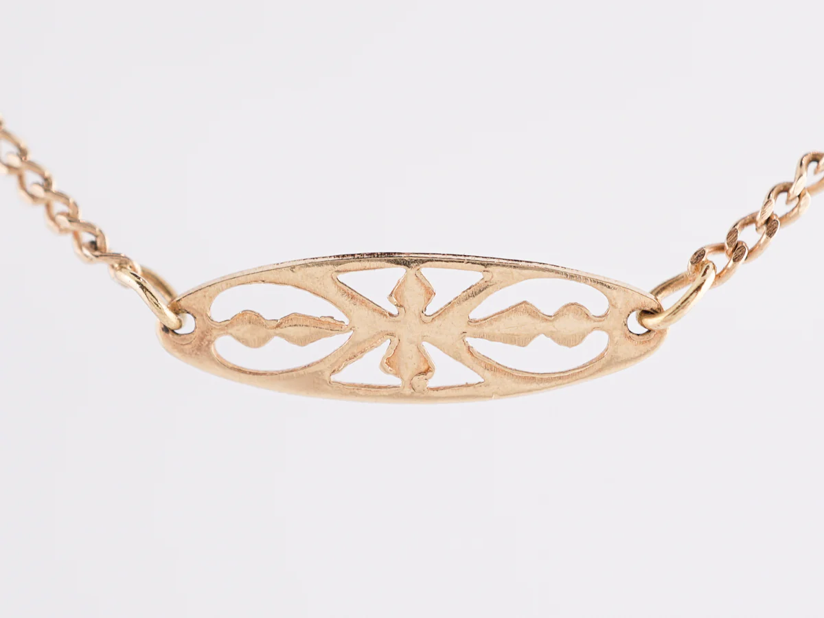 Victorian Chain Link Necklace in 14k Yellow Gold - Image 3