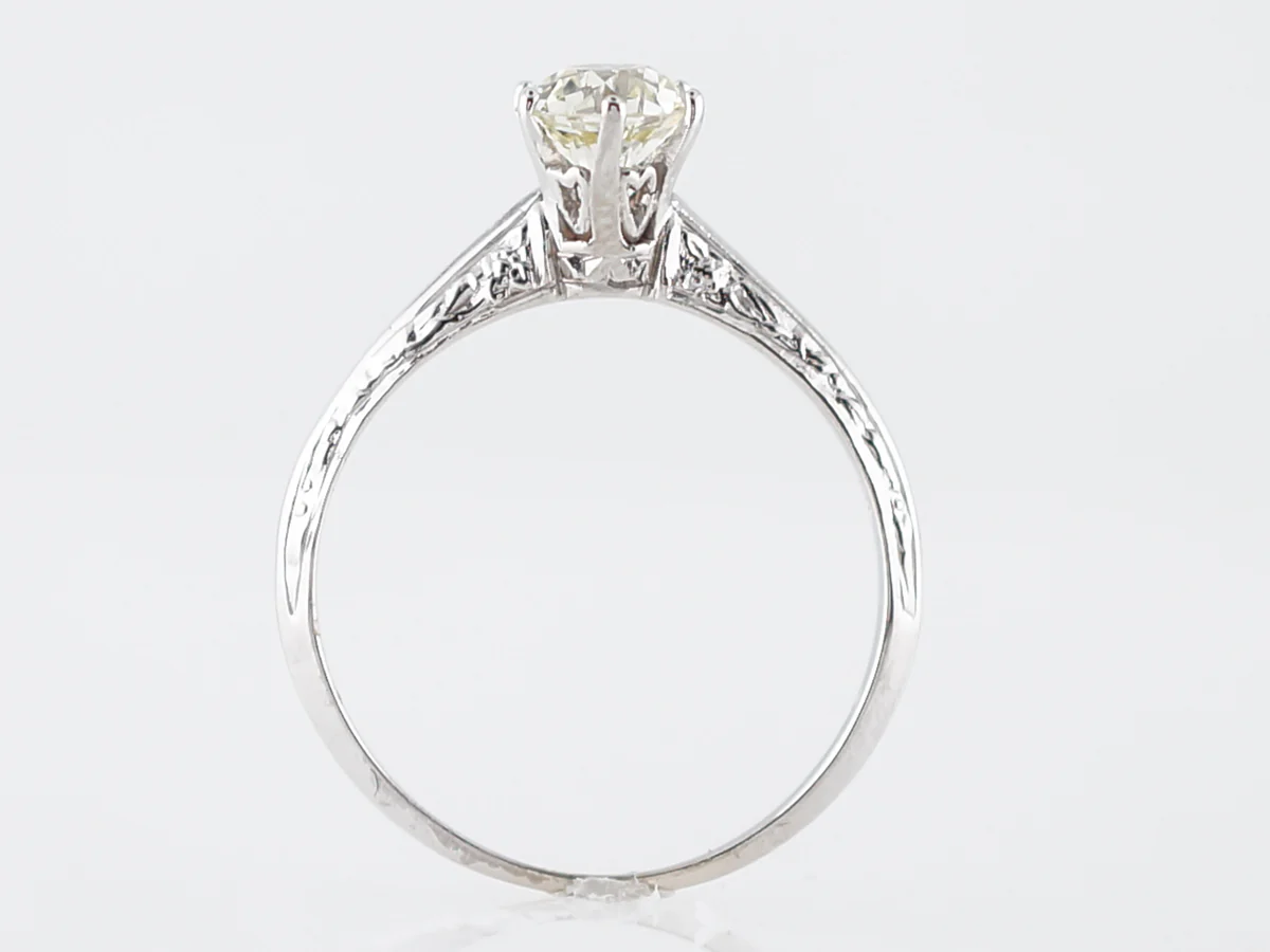 Antique Engagement Ring Art Deco .65 Old Mine Cut Diamond in 14k White Gold - Image 4