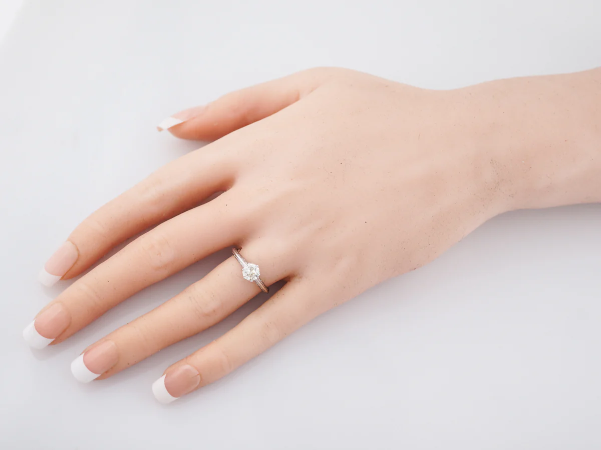 Antique Engagement Ring Art Deco .65 Old Mine Cut Diamond in 14k White Gold - Image 7