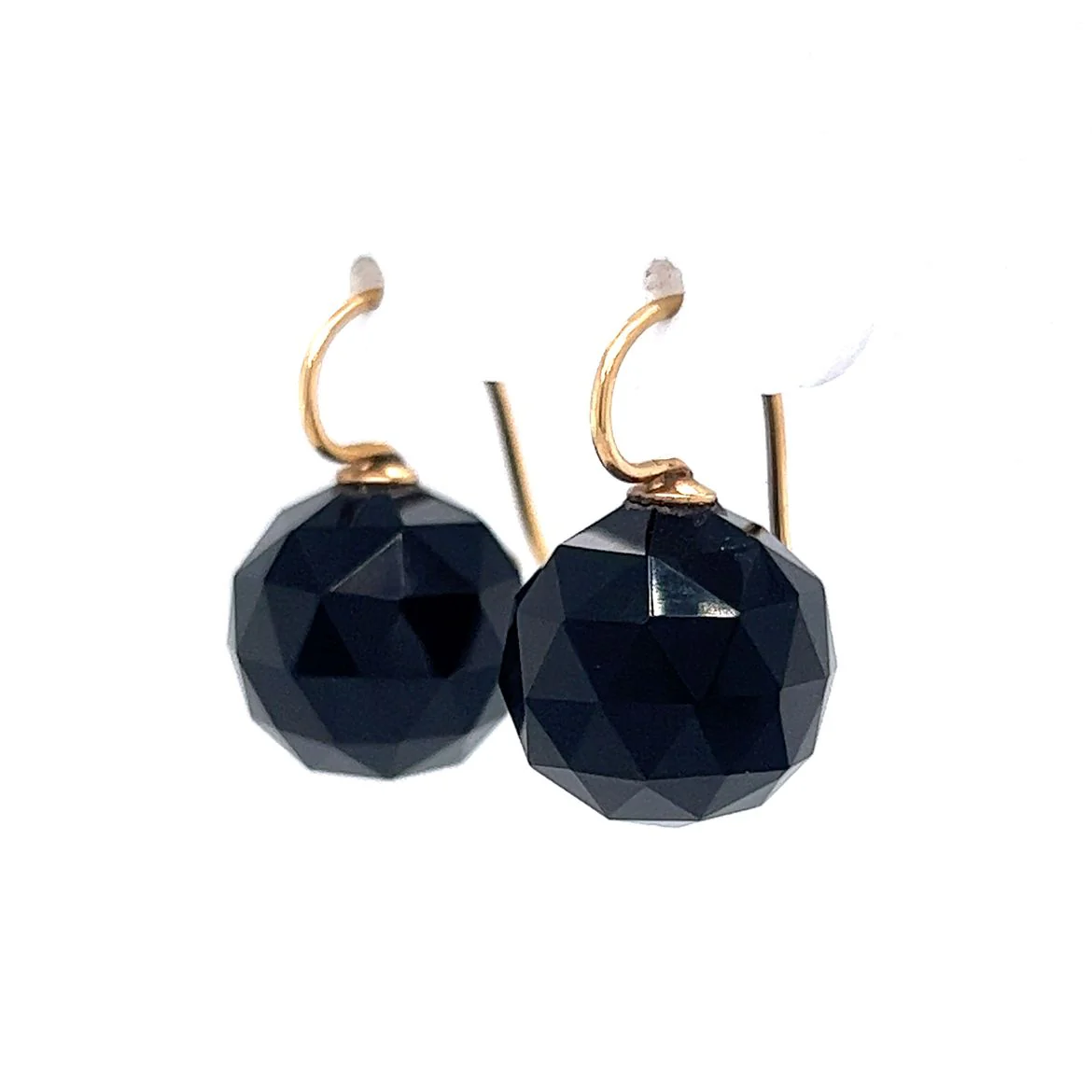 Onyx Bead Dangle Earrings in 14k Yellow Gold - Image 2