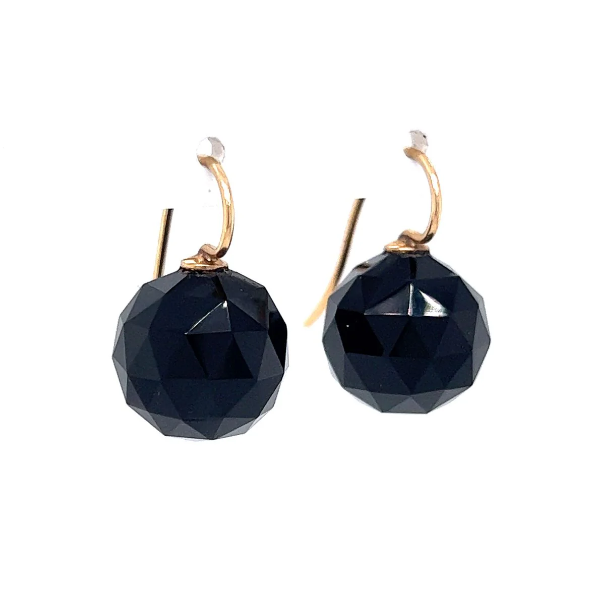 Onyx Bead Dangle Earrings in 14k Yellow Gold - Image 3