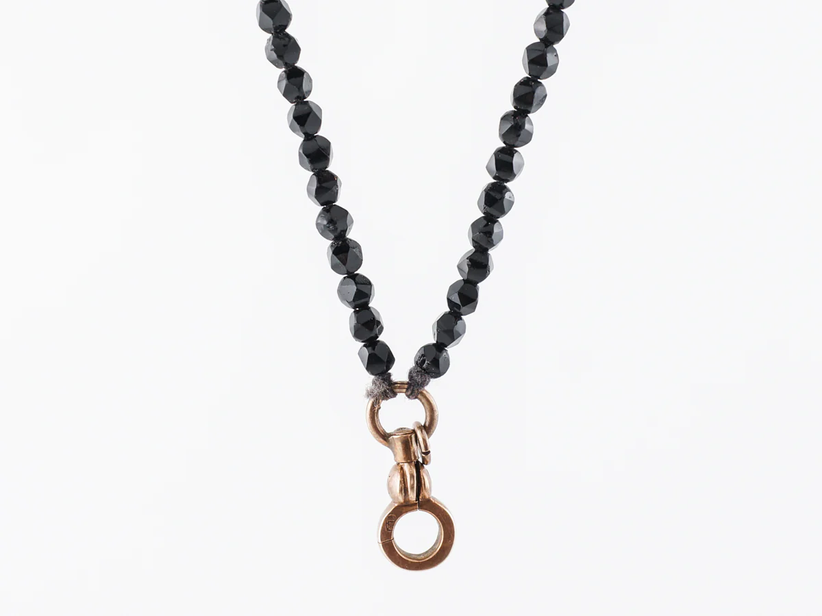 Onyx Bead Necklace w/ Dowsy Clasp in 14k Rose Gold - Image 2