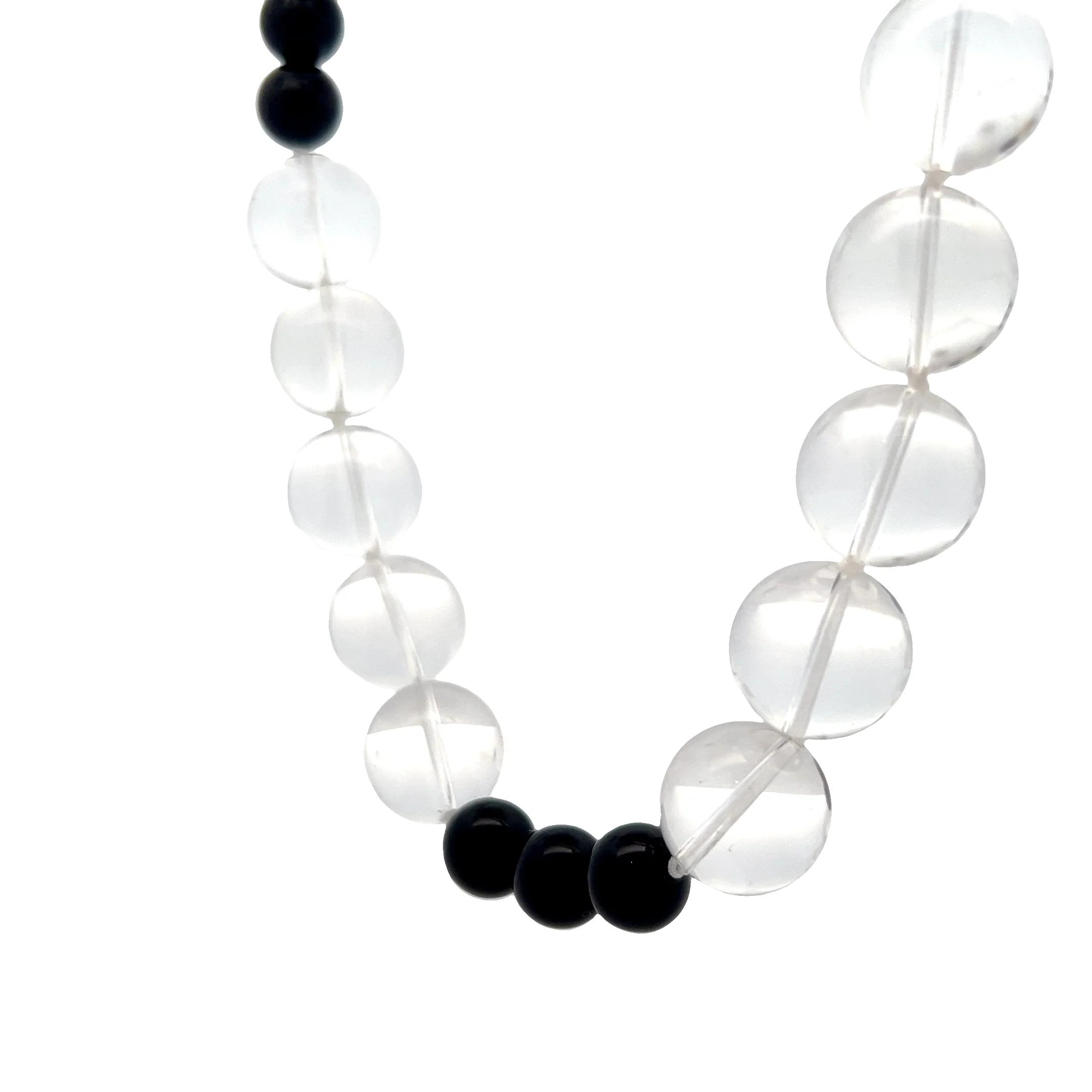 Onyx & Quartz Beaded Necklace in 14k Yellow Gold - Image 2