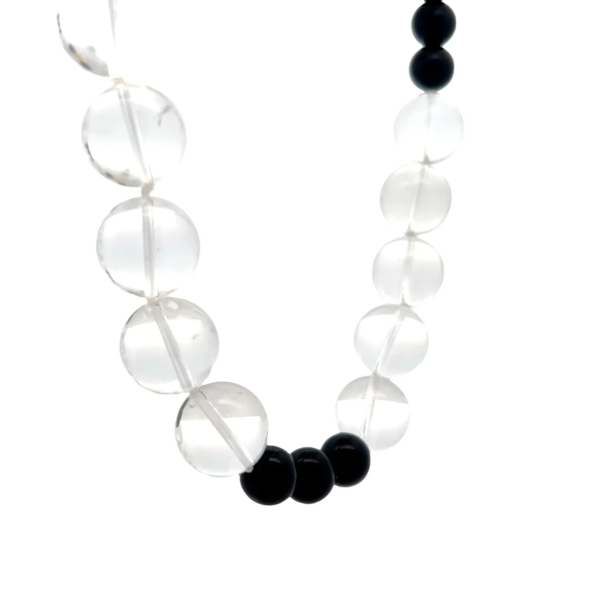 Onyx & Quartz Beaded Necklace in 14k Yellow Gold - Image 3