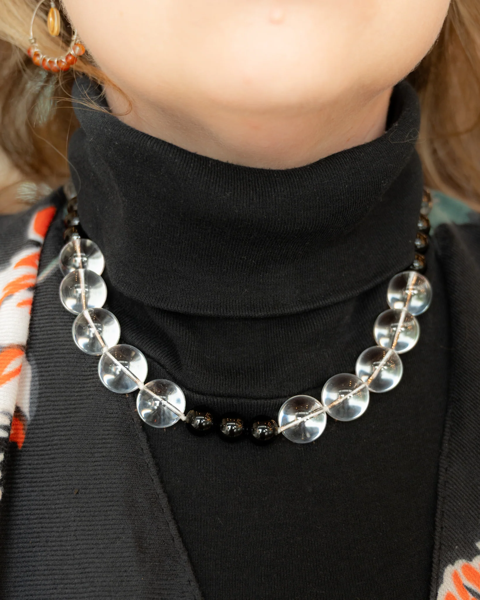 Onyx & Quartz Beaded Necklace in 14k Yellow Gold - Image 5