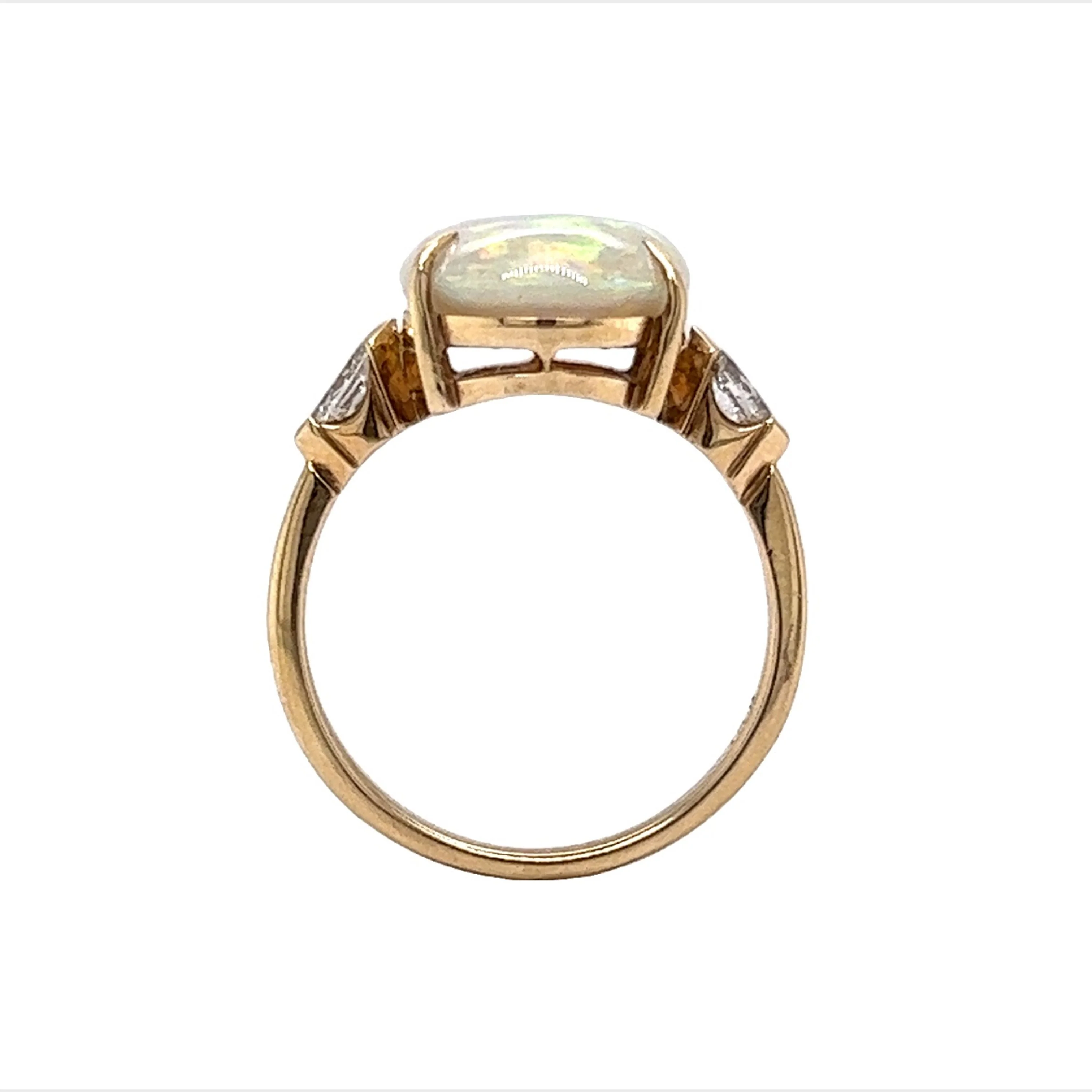 Opal Cocktail Ring w/ Marquise Diamonds in Yellow Gold - Image 4