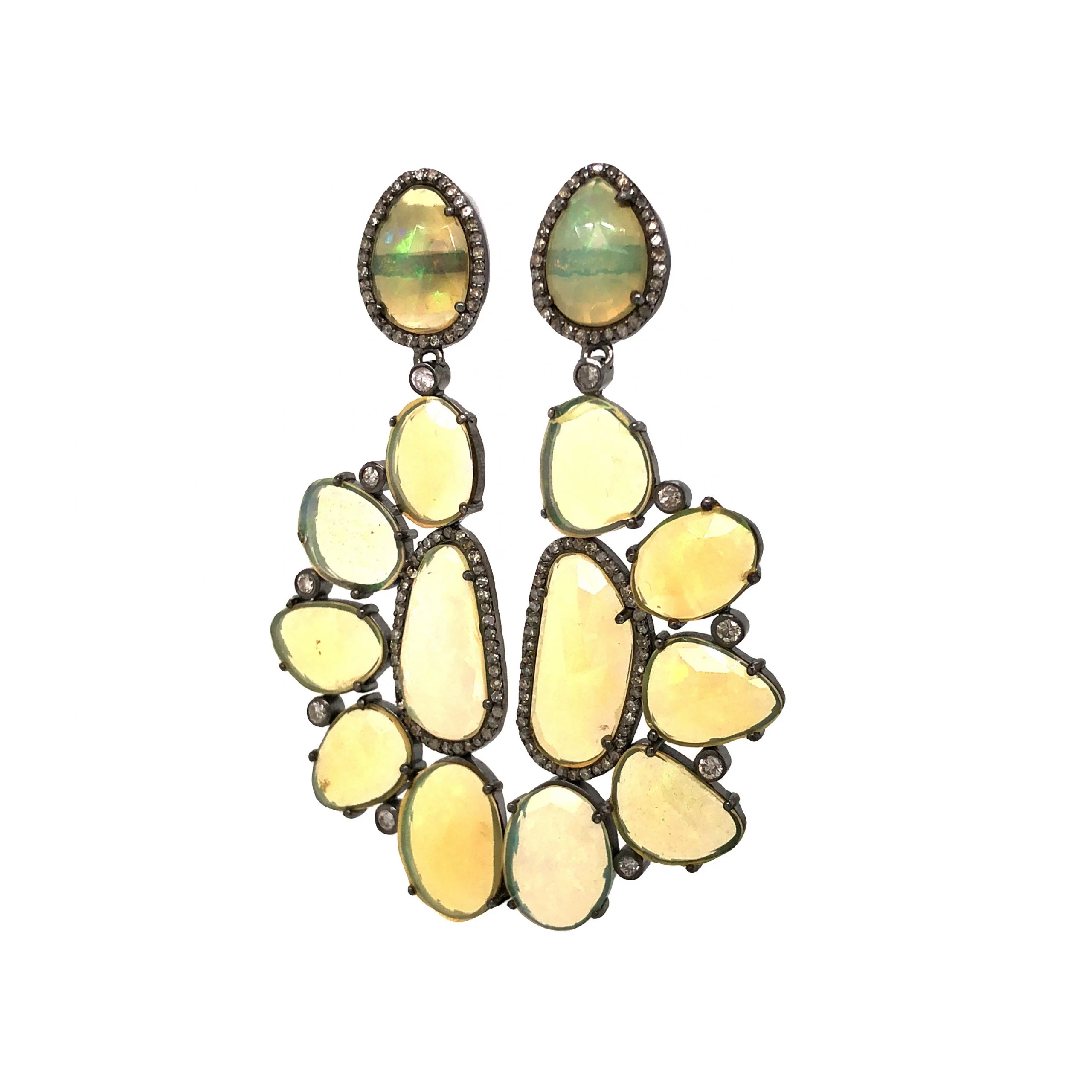 Opal & Diamond Drop Earrings in Sterling Silver - Image 2