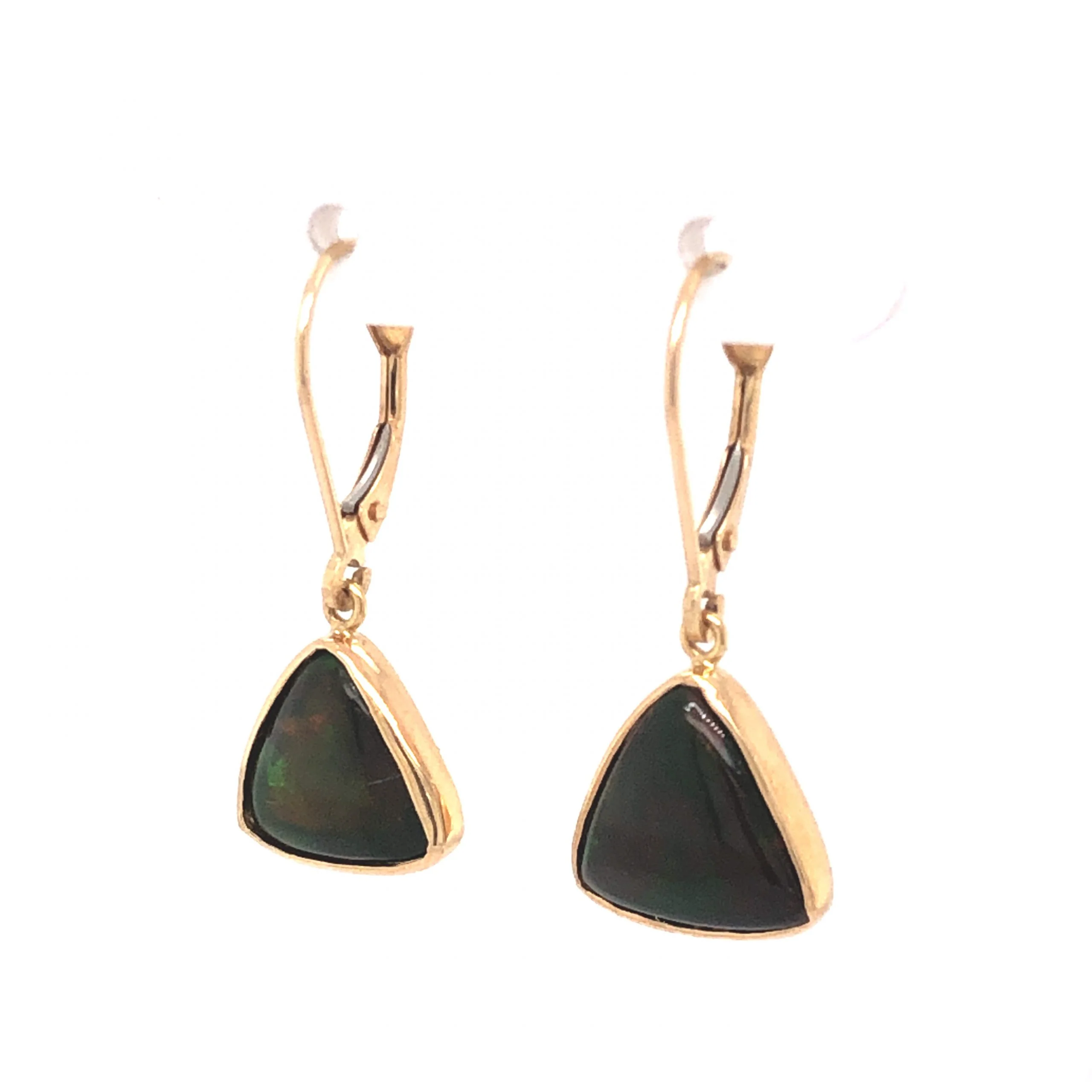 Opal Drop Earrings in 14K Yellow Gold - Image 2