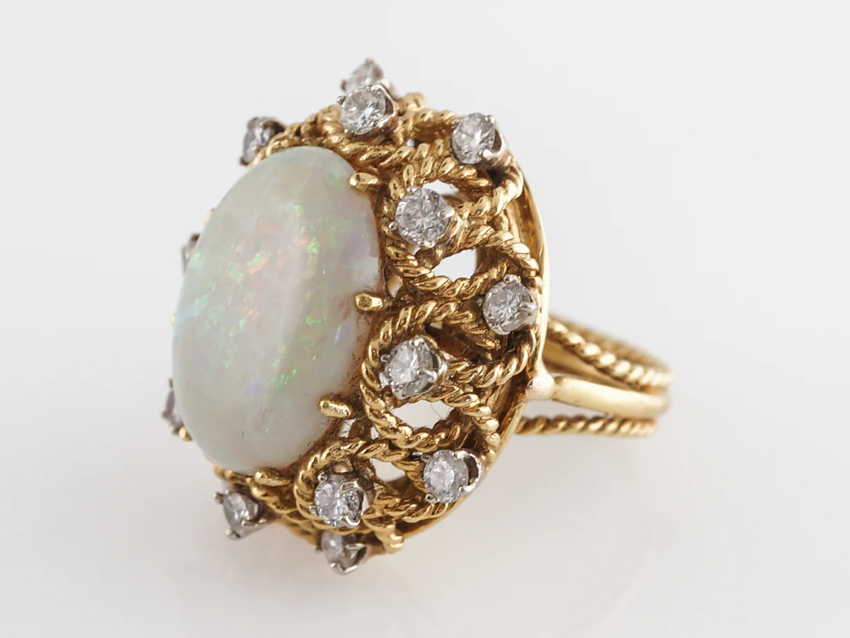 Opal Mid-Century Convertible Ring 18k Yellow Gold - Image 2