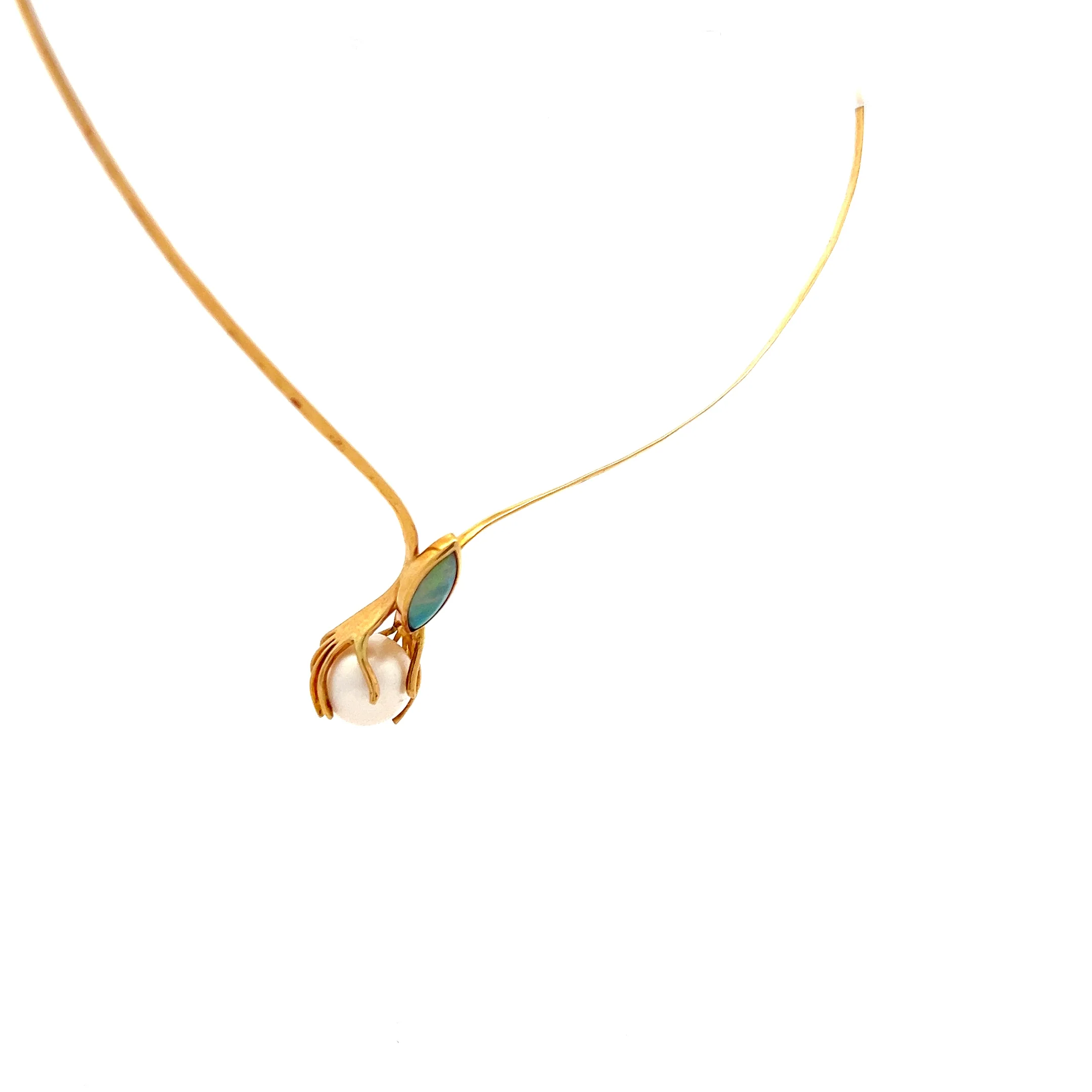 Opal & Pearl Collar Necklace in 18k Yellow Gold - Image 3
