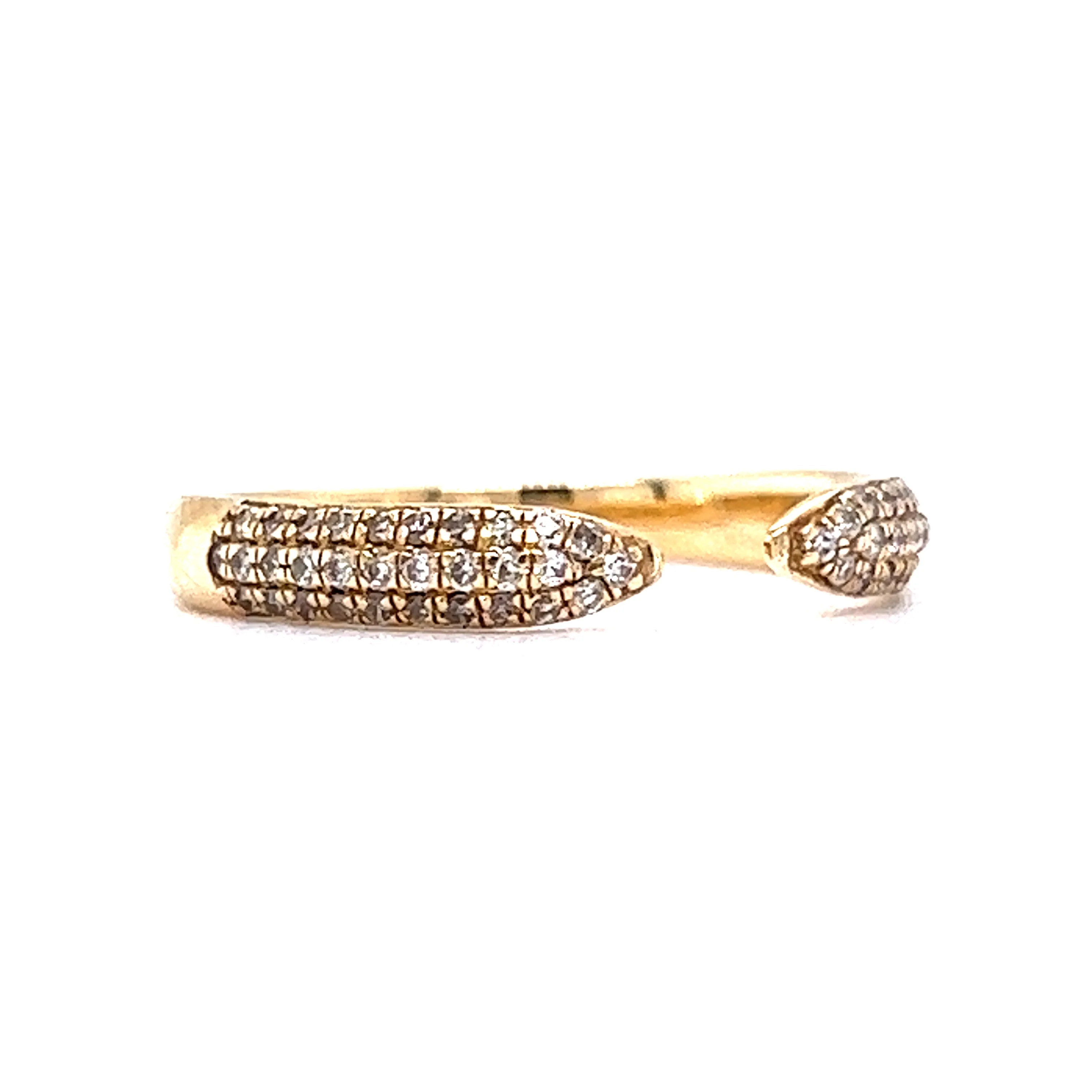 Open Micro Pave Diamond Stacking Ring in 14k Yellow Gold - Image 3