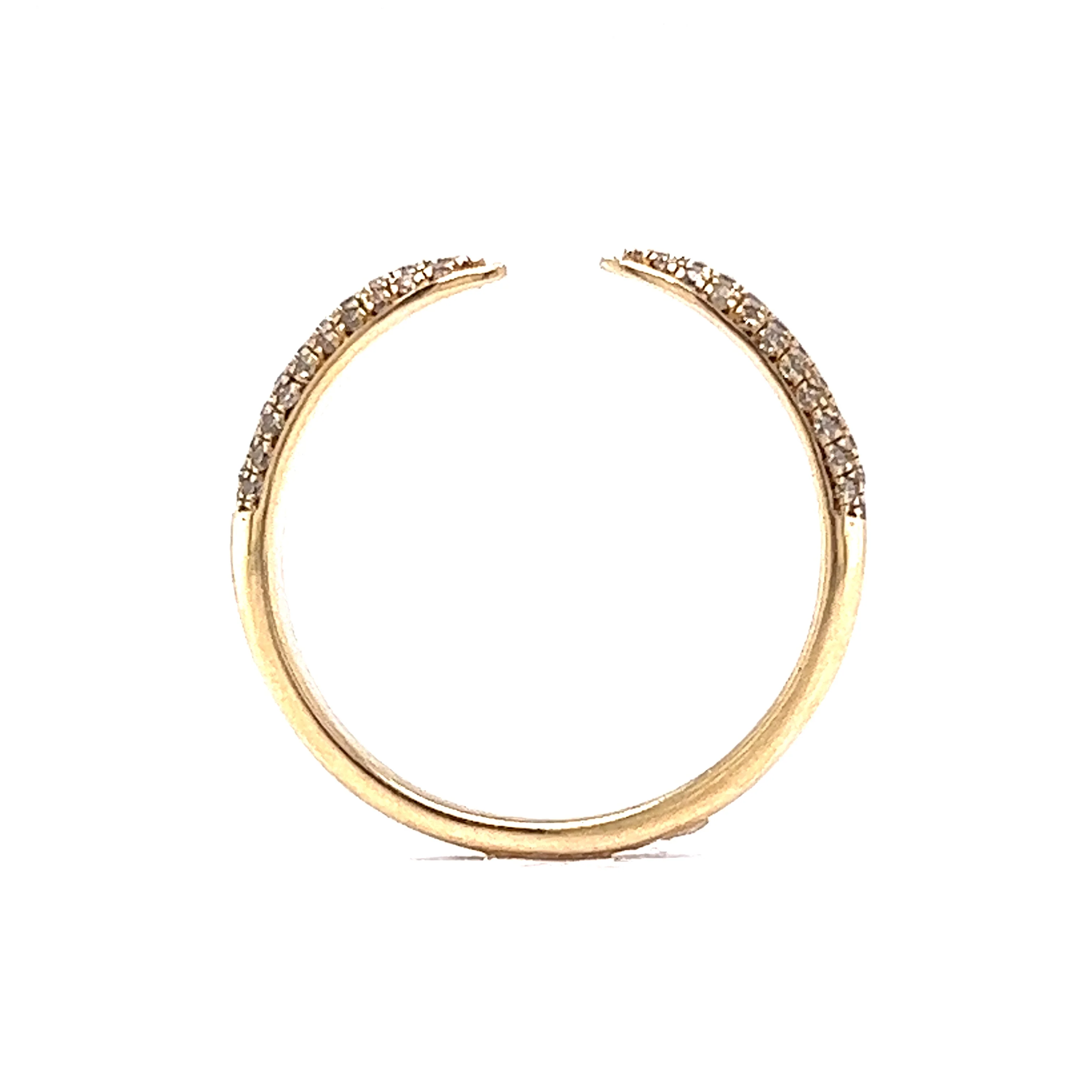 Open Micro Pave Diamond Stacking Ring in 14k Yellow Gold - Image 4