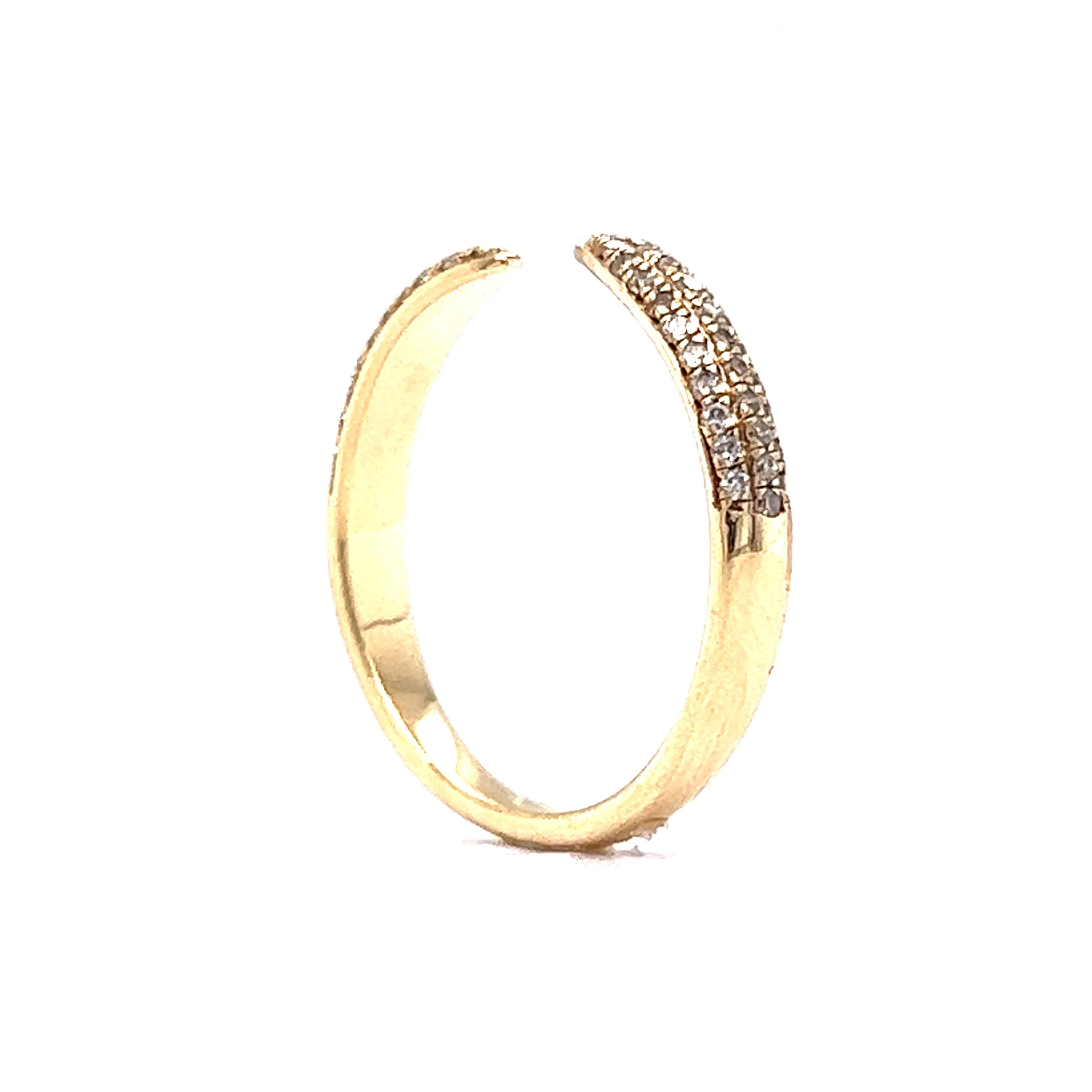 Open Micro Pave Diamond Stacking Ring in 14k Yellow Gold - Image 5