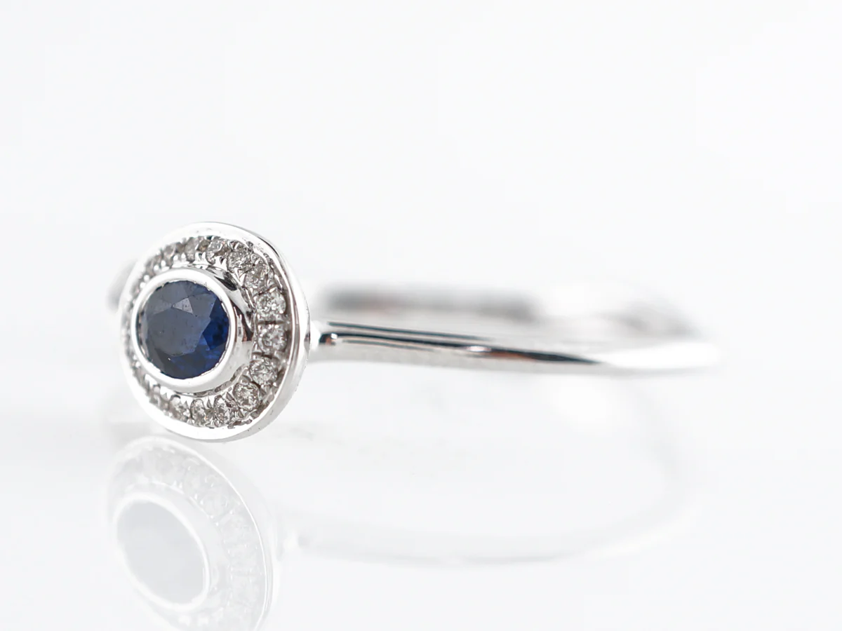 Open Oval Sapphire & Diamond Ring in 18k White Gold - Image 2
