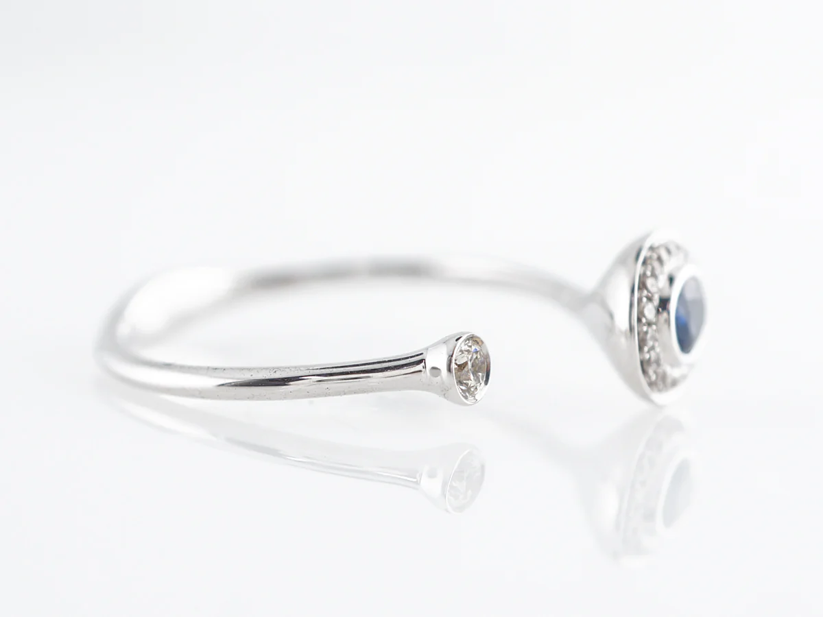 Open Oval Sapphire & Diamond Ring in 18k White Gold - Image 3