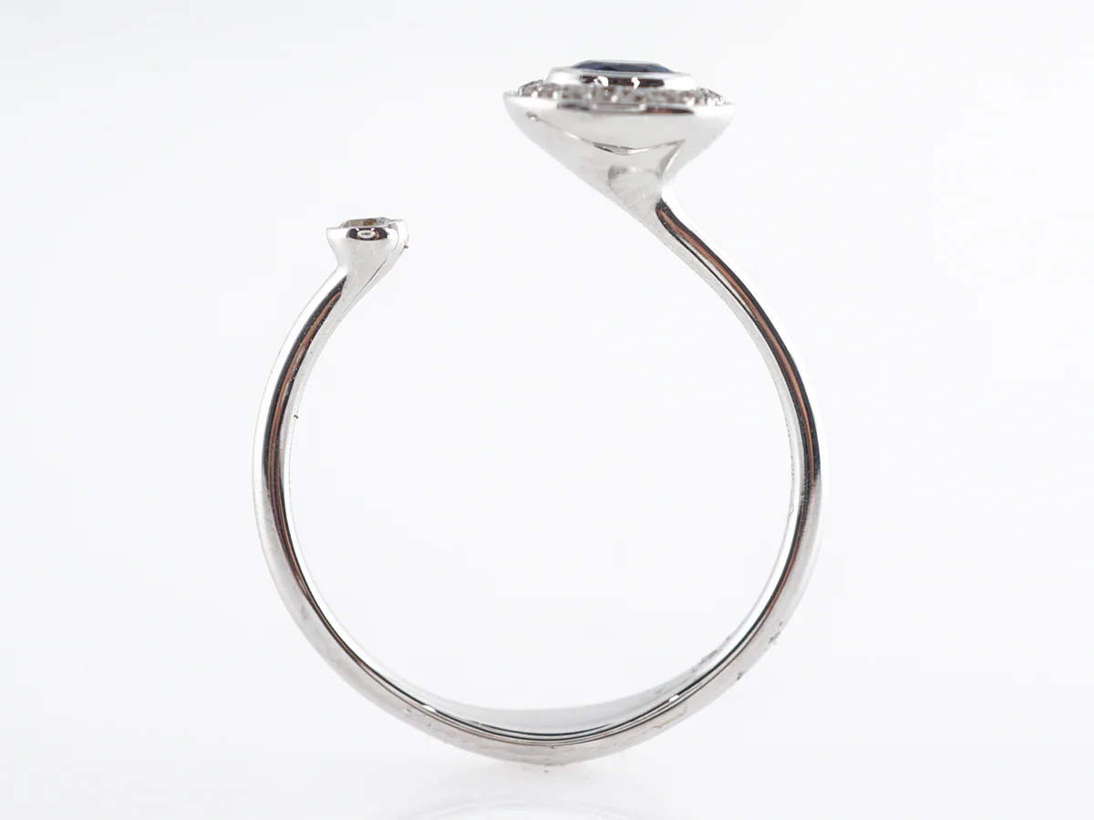 Open Oval Sapphire & Diamond Ring in 18k White Gold - Image 4