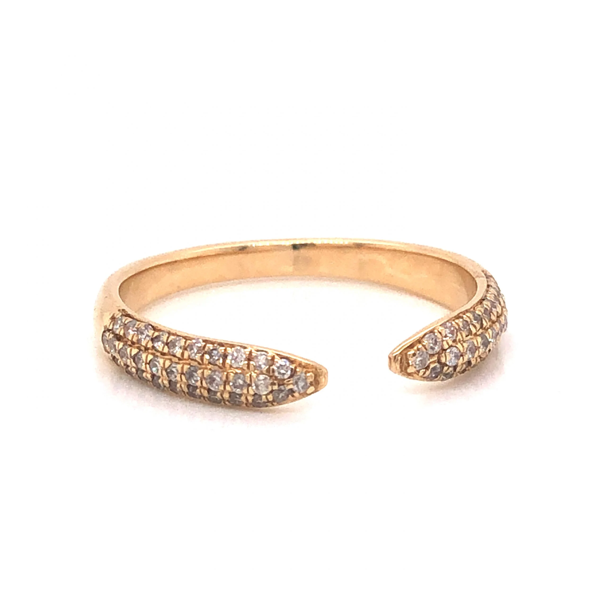 Open Pave Diamond Stacking Ring in 14k Yellow Gold - Image 3