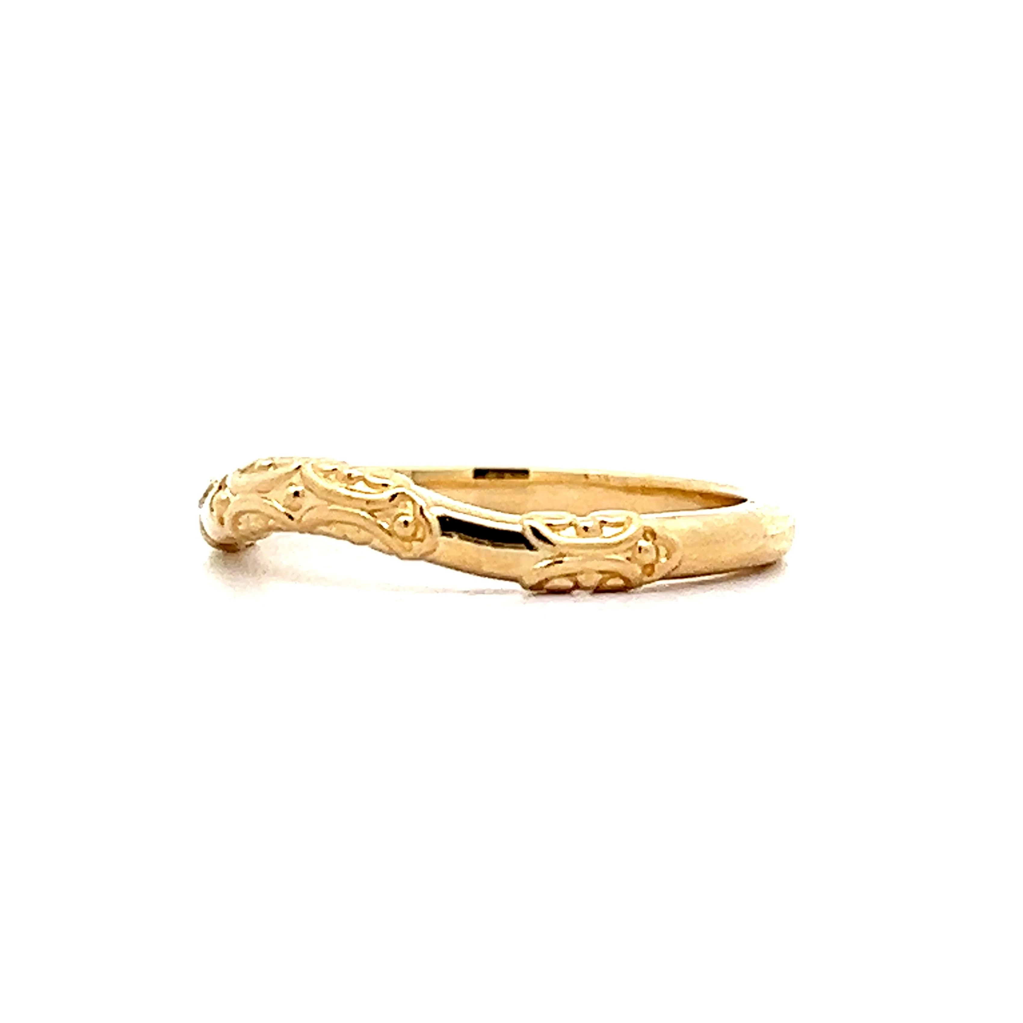 Orange Blossom Contour Wedding Band in 14k Yellow Gold - Image 2