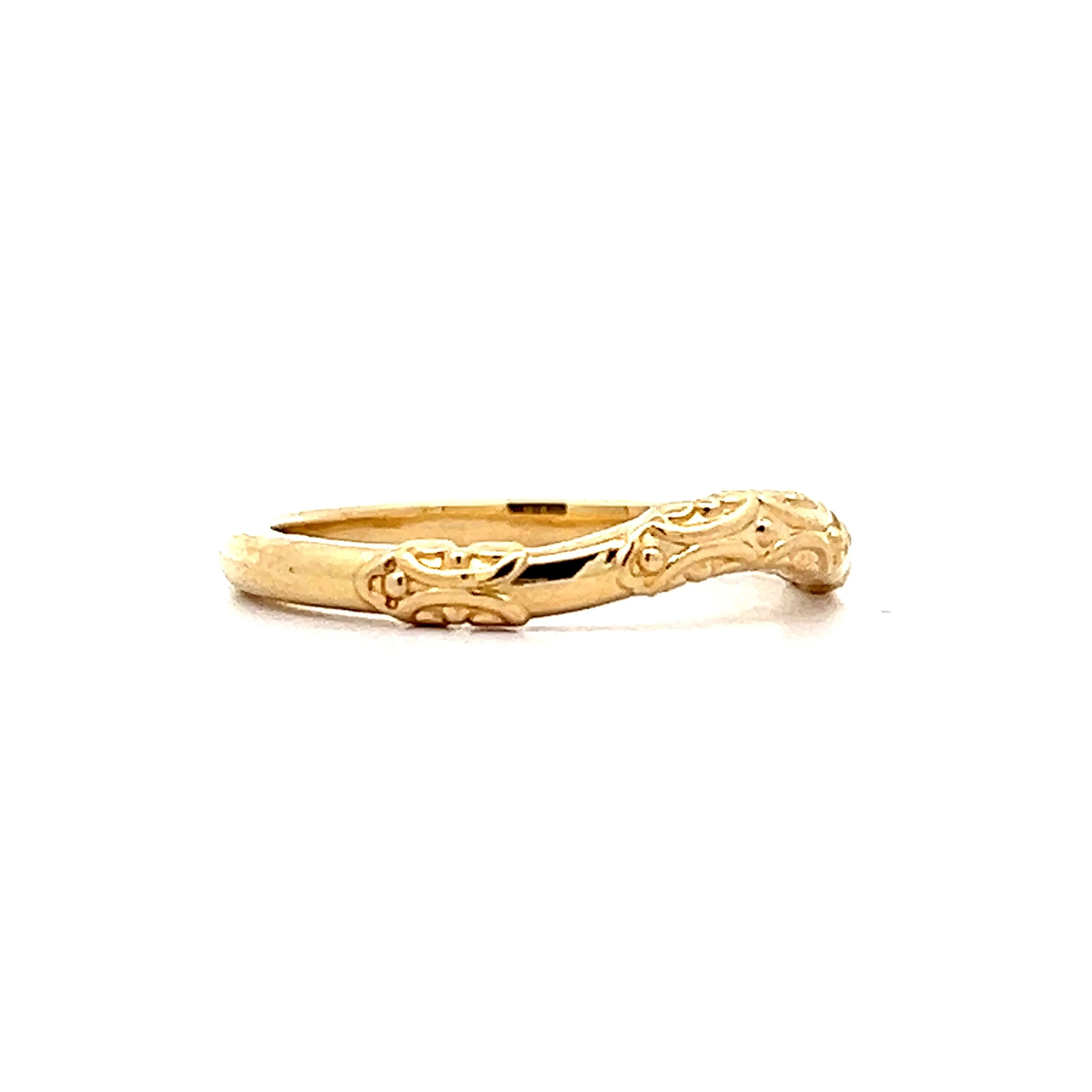 Orange Blossom Contour Wedding Band in 14k Yellow Gold - Image 3