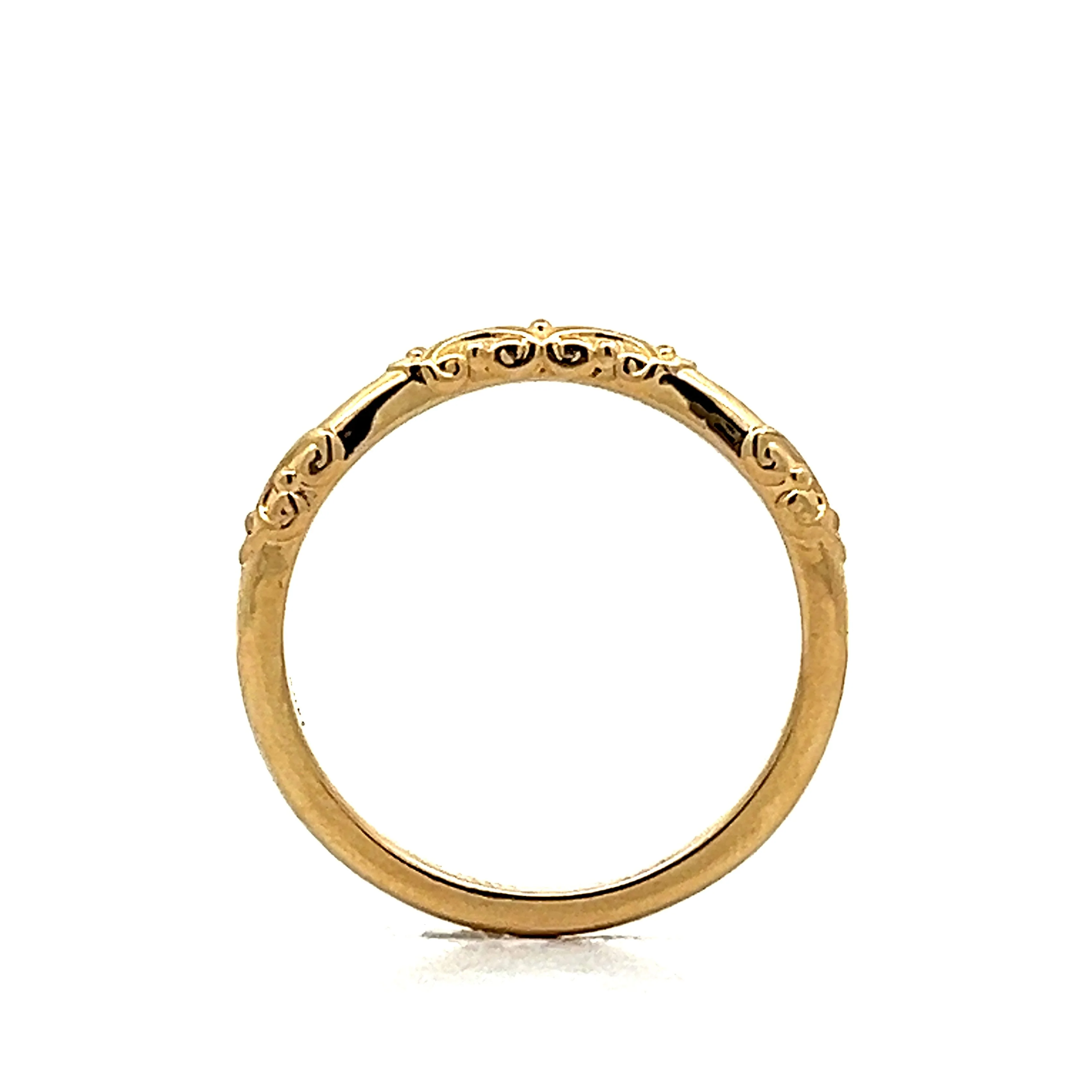 Orange Blossom Contour Wedding Band in 14k Yellow Gold - Image 4