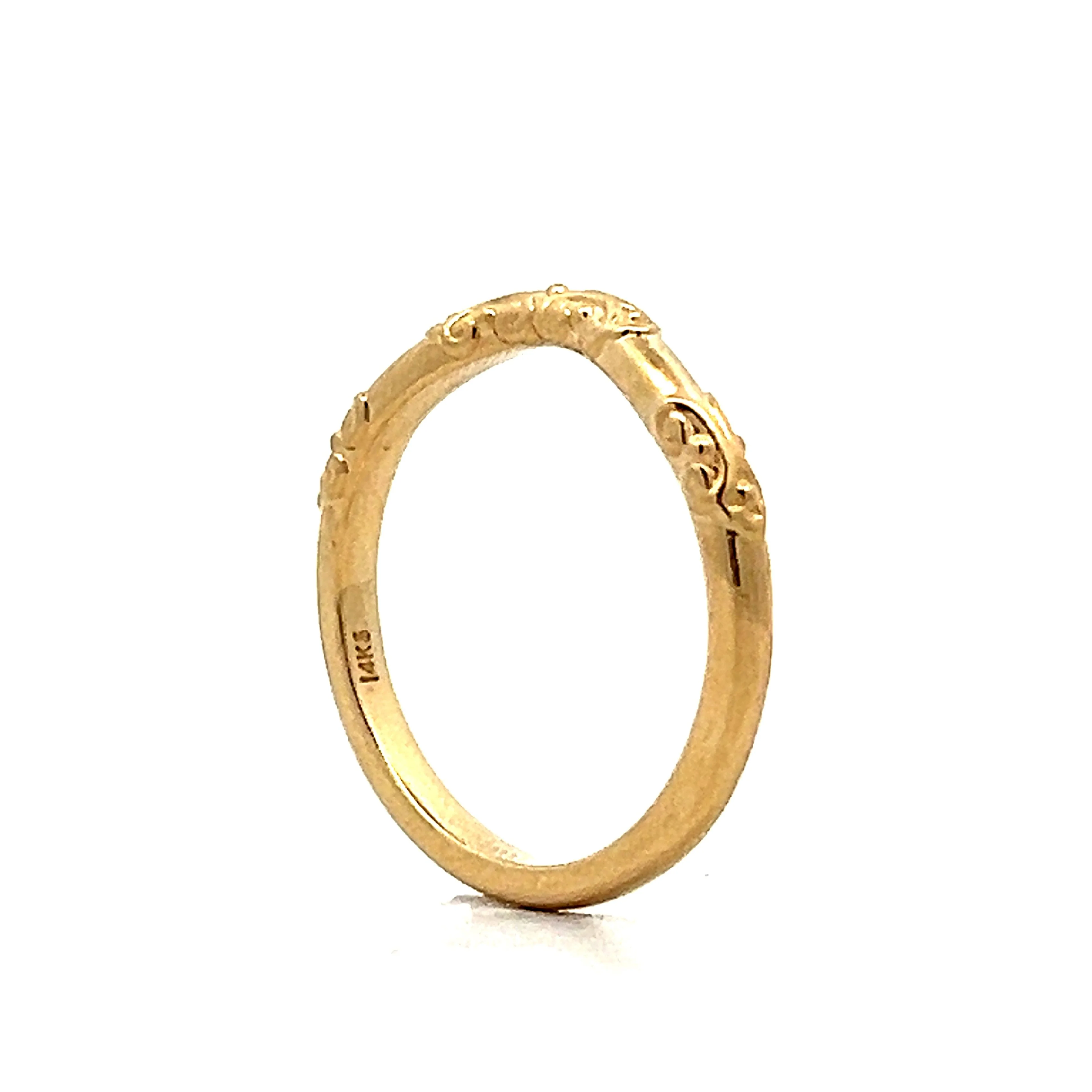 Orange Blossom Contour Wedding Band in 14k Yellow Gold - Image 5