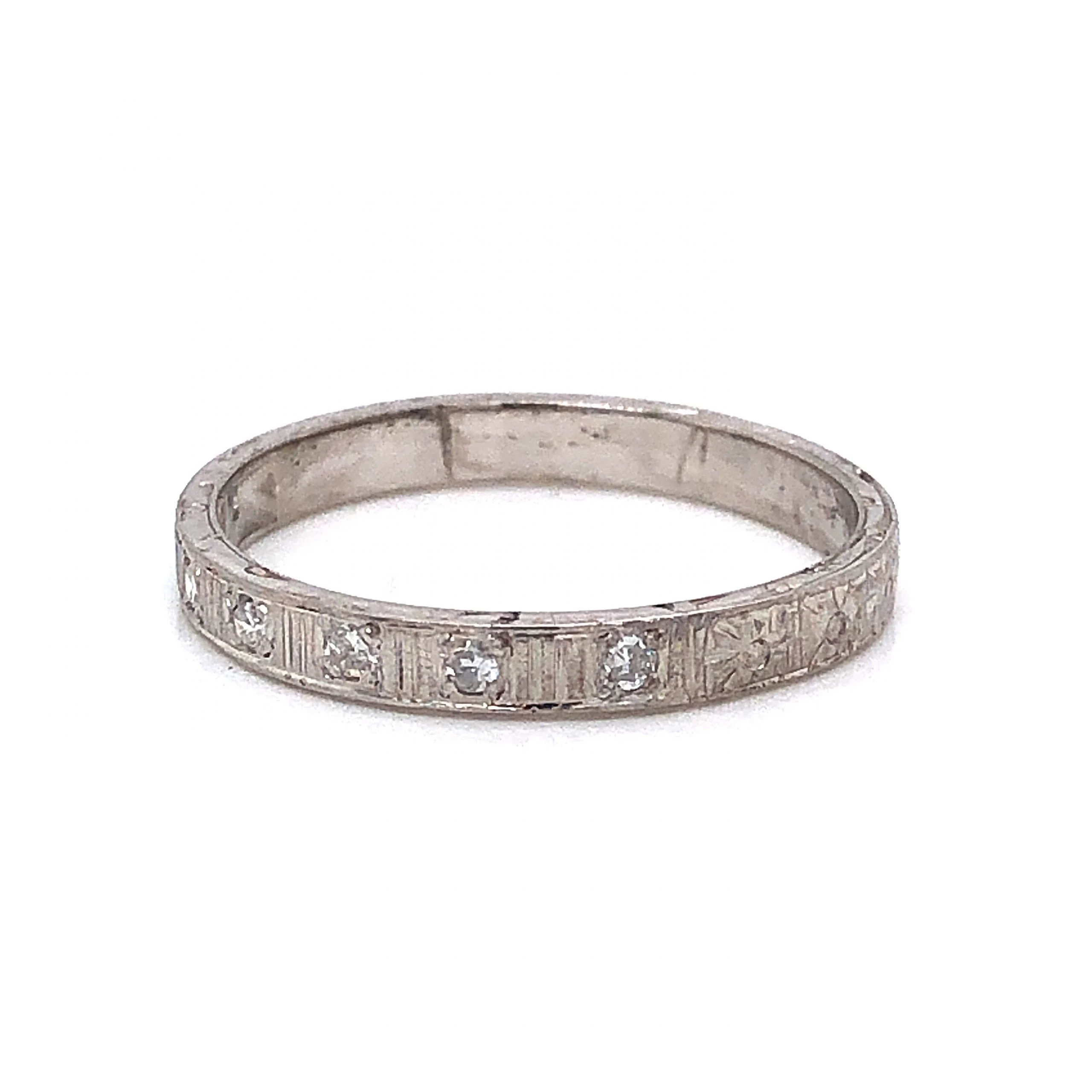 Orange Blossom Diamond Wedding Band in 18k White Gold - Image 2