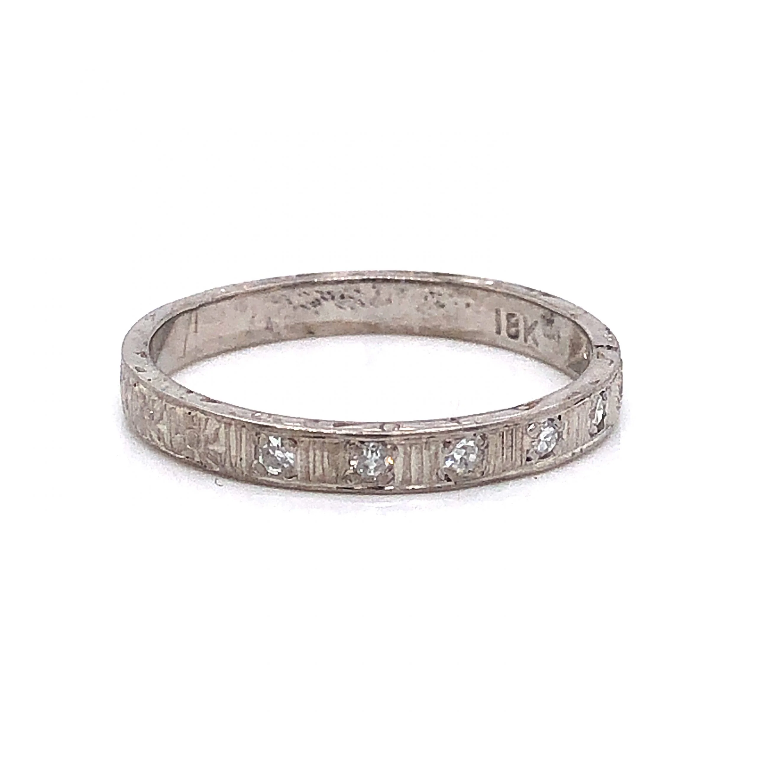 Orange Blossom Diamond Wedding Band in 18k White Gold - Image 3
