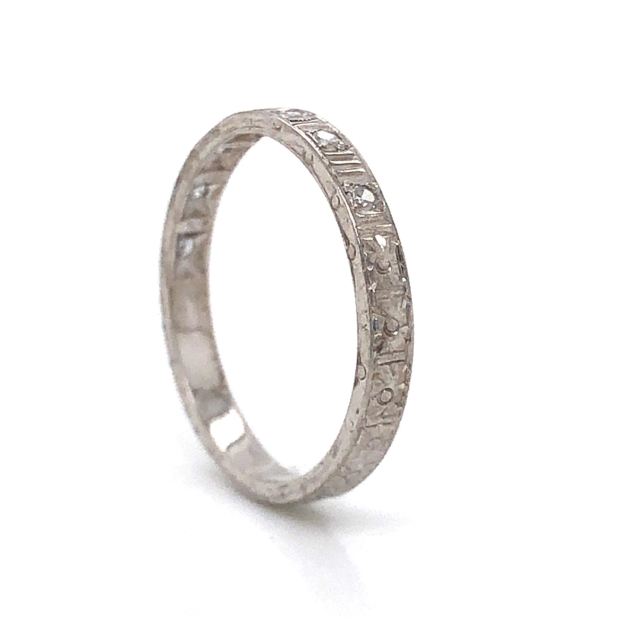 Orange Blossom Diamond Wedding Band in 18k White Gold - Image 4