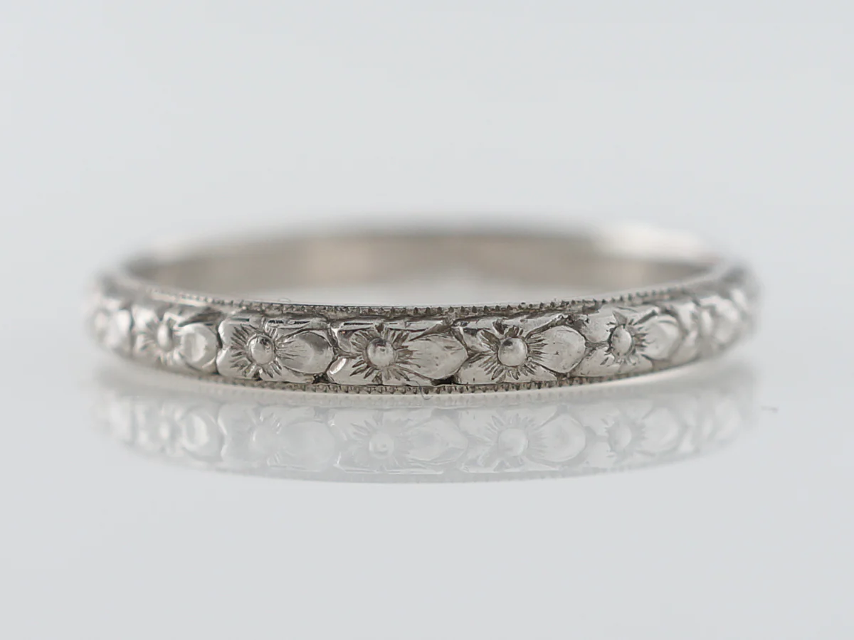 Orange Blossom Wedding Band Art Deco in Platinum
