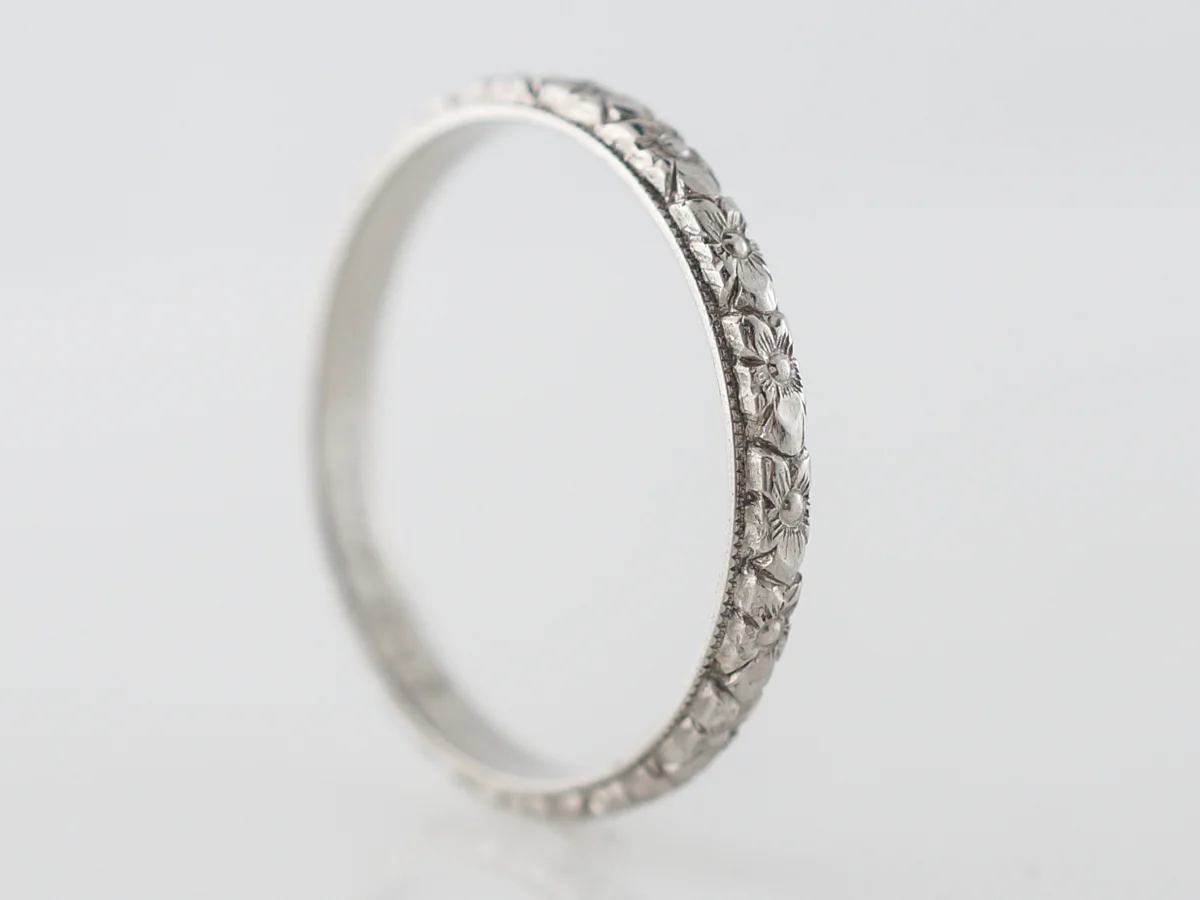 Orange Blossom Wedding Band Art Deco in Platinum - Image 2