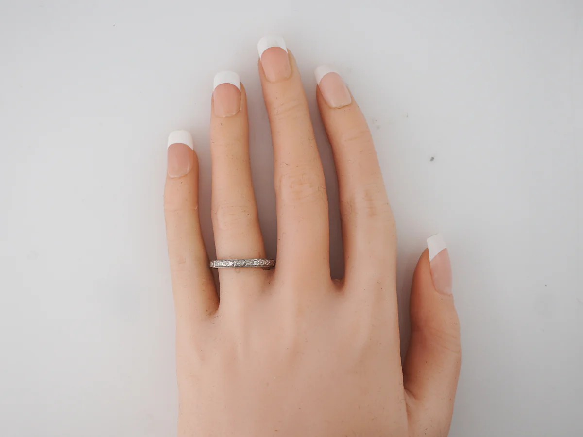 Orange Blossom Wedding Band Art Deco in Platinum - Image 3