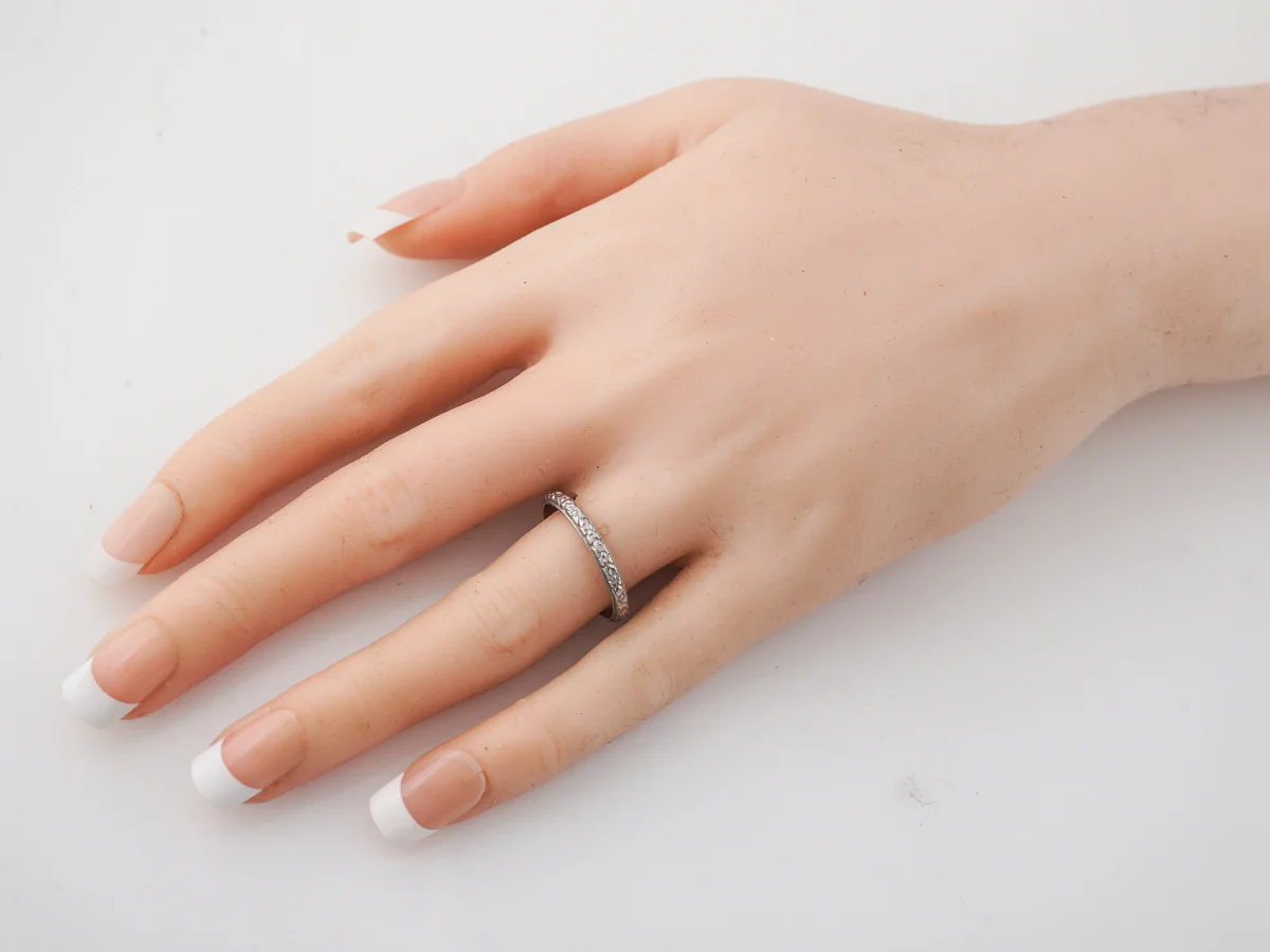 Orange Blossom Wedding Band Art Deco in Platinum - Image 4
