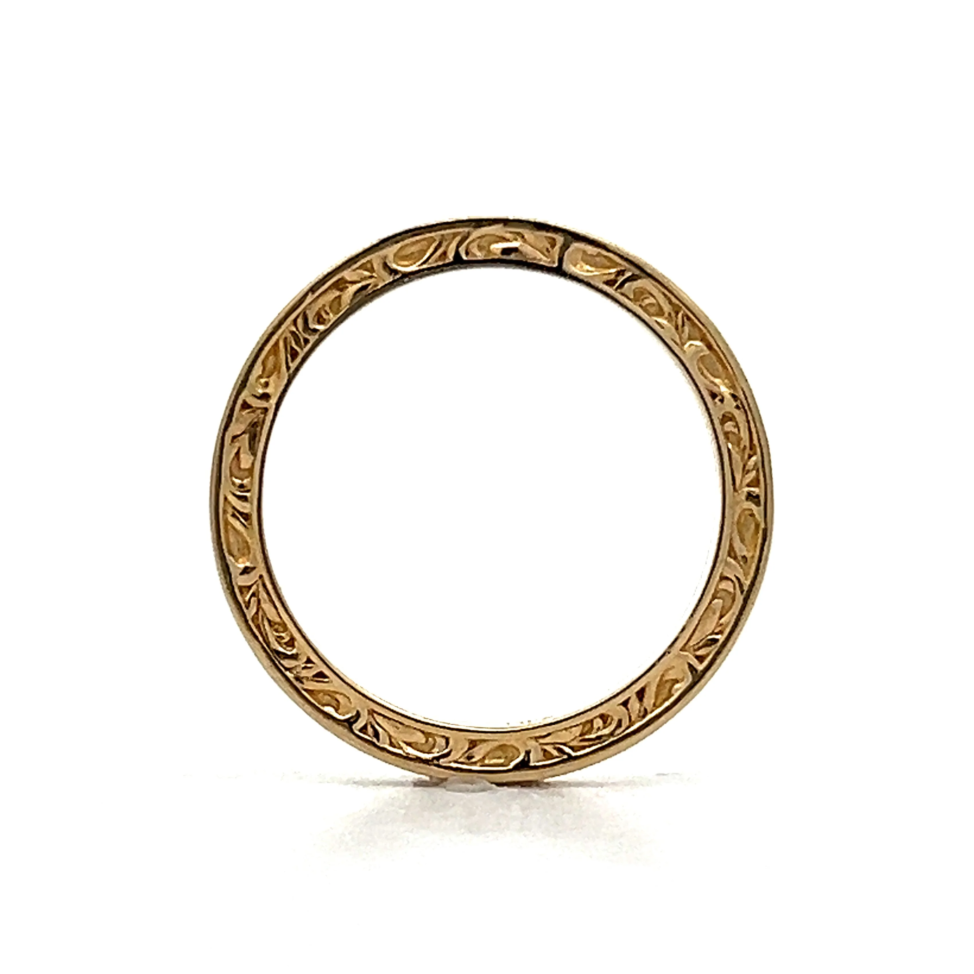 Organic Engraved Wedding Band in 14k Yellow Gold - Image 4