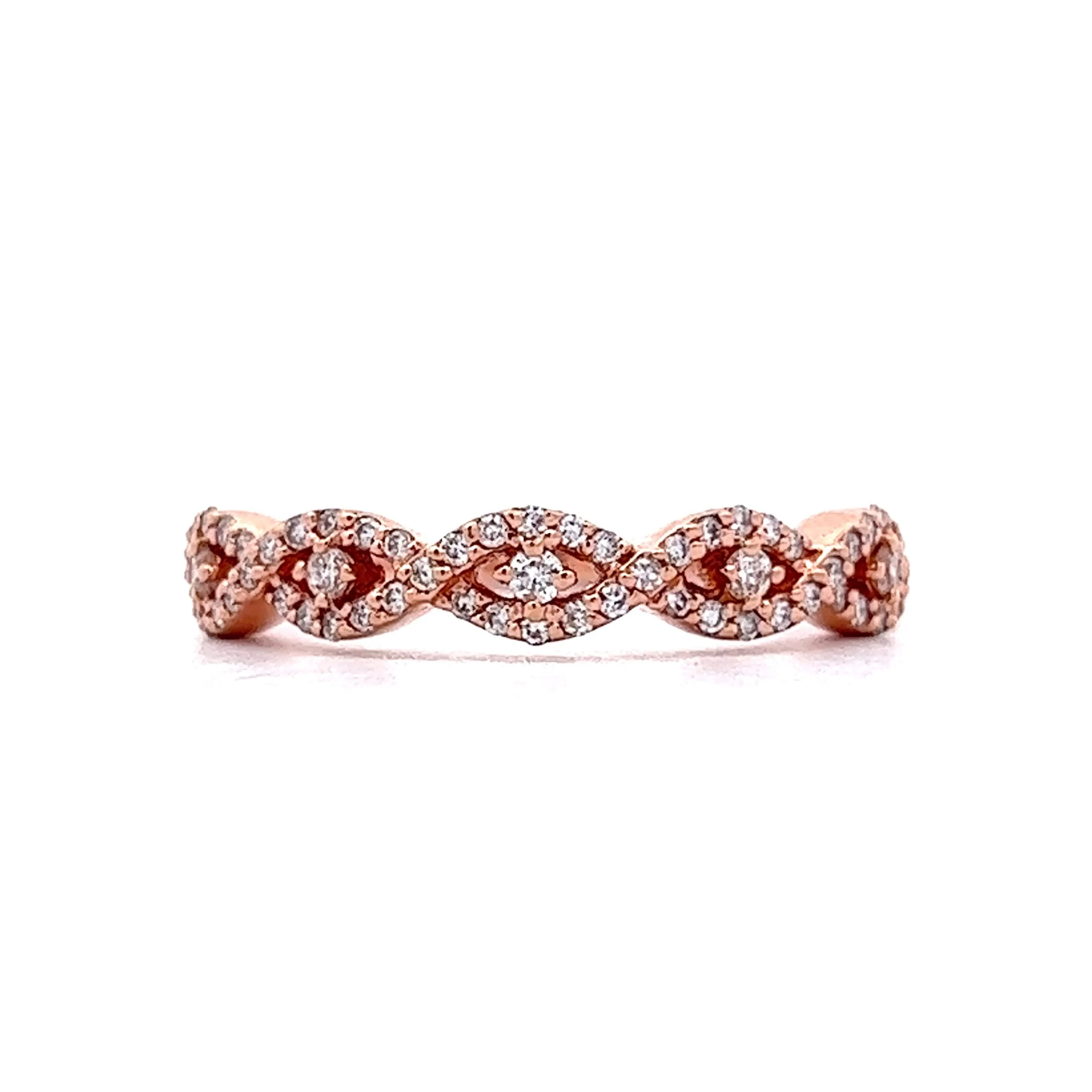 Ornate Diamond Wedding Band in 14k Rose Gold