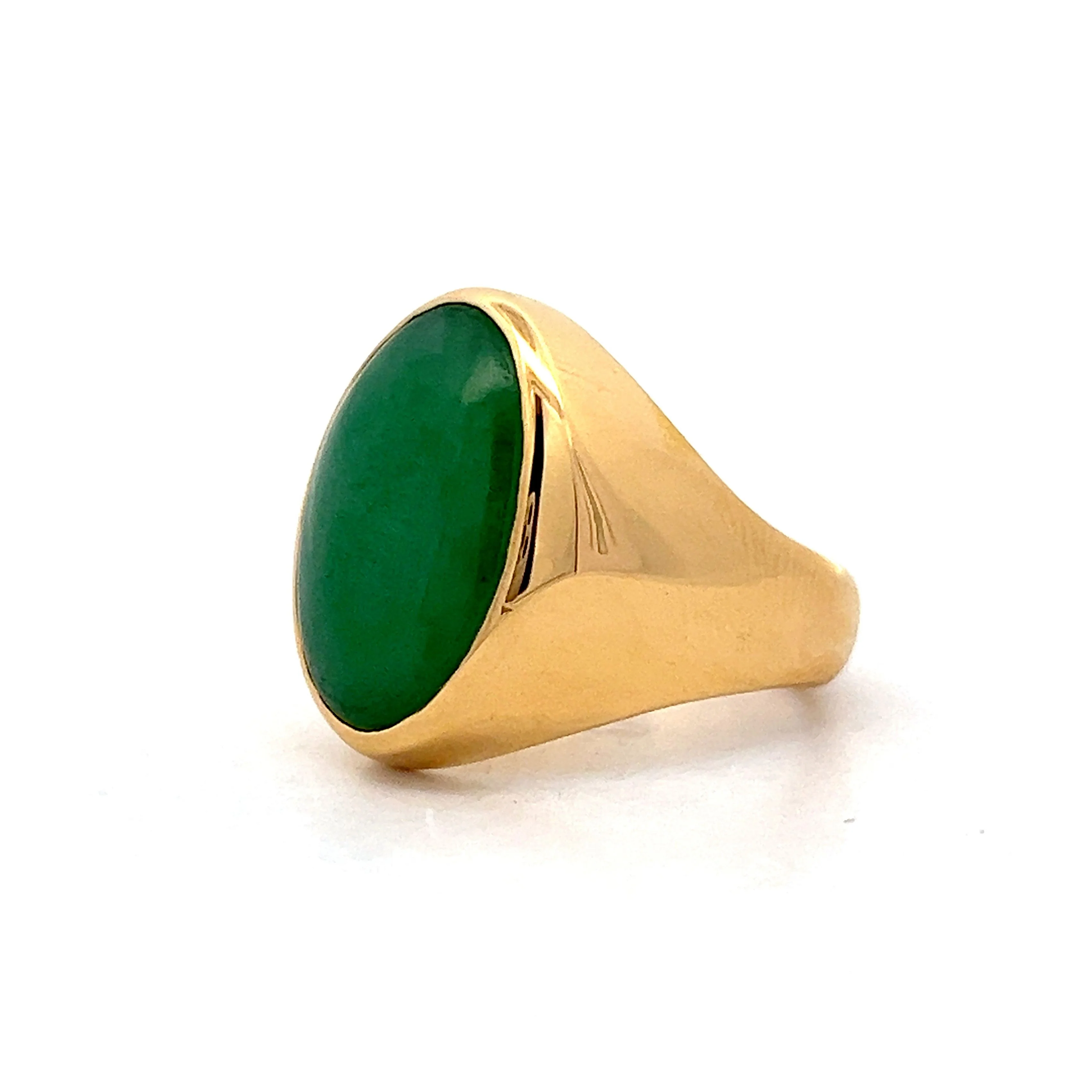 Oval Cabochon Cut Jadeite Cocktail Ring in 22k - Image 2