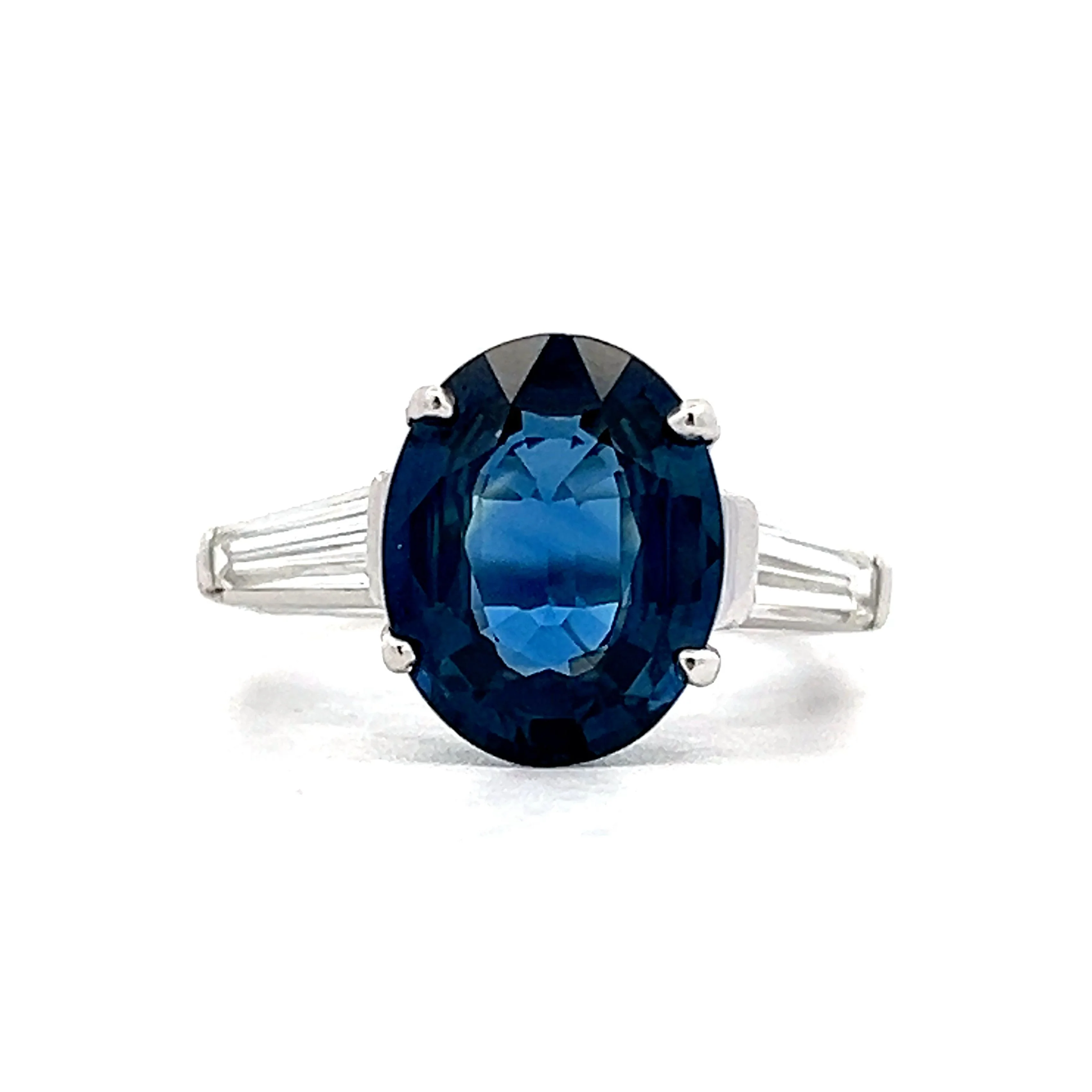 Oval Cut Blue Sapphire & Diamond Cocktail Ring in Platinum