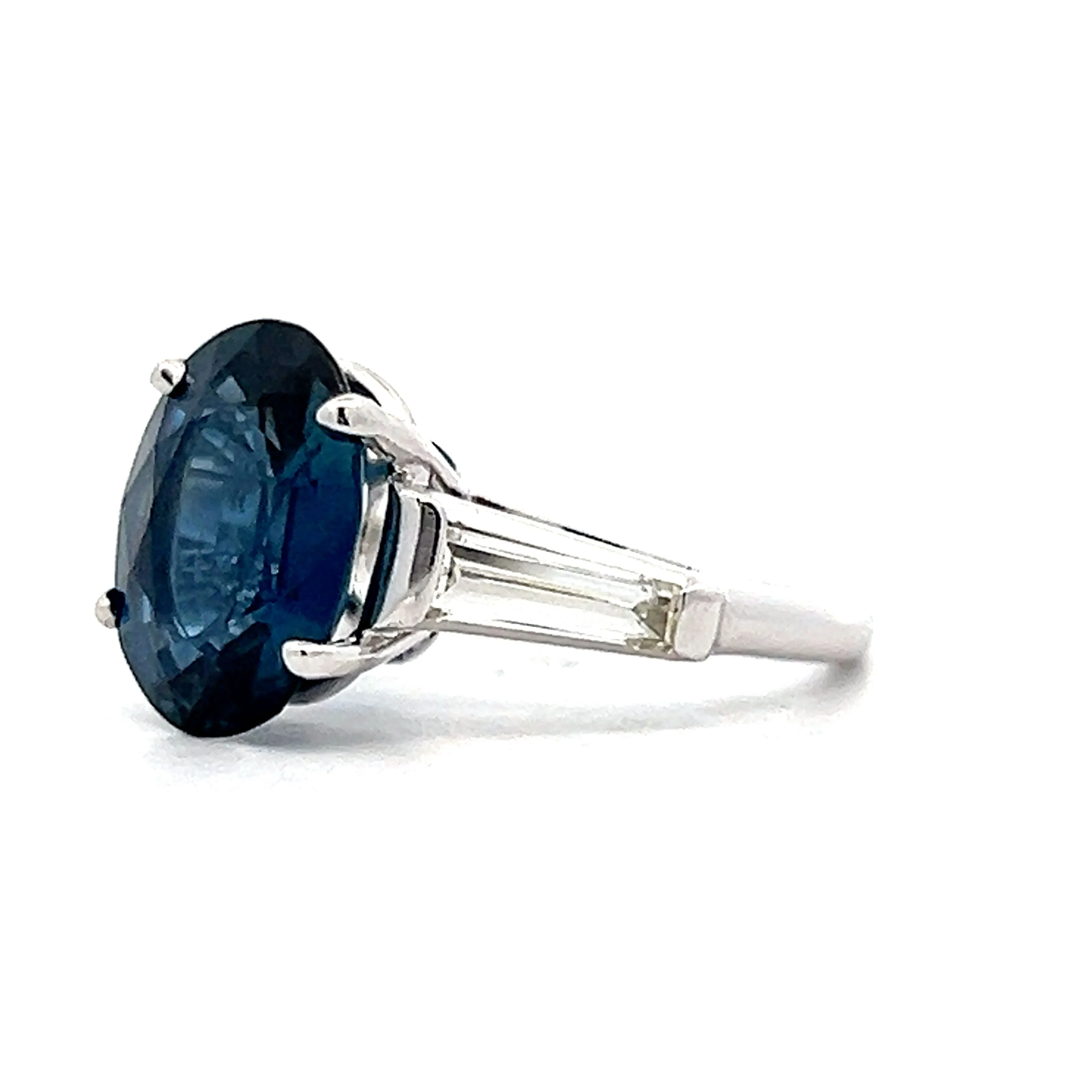 Oval Cut Blue Sapphire & Diamond Cocktail Ring in Platinum - Image 2