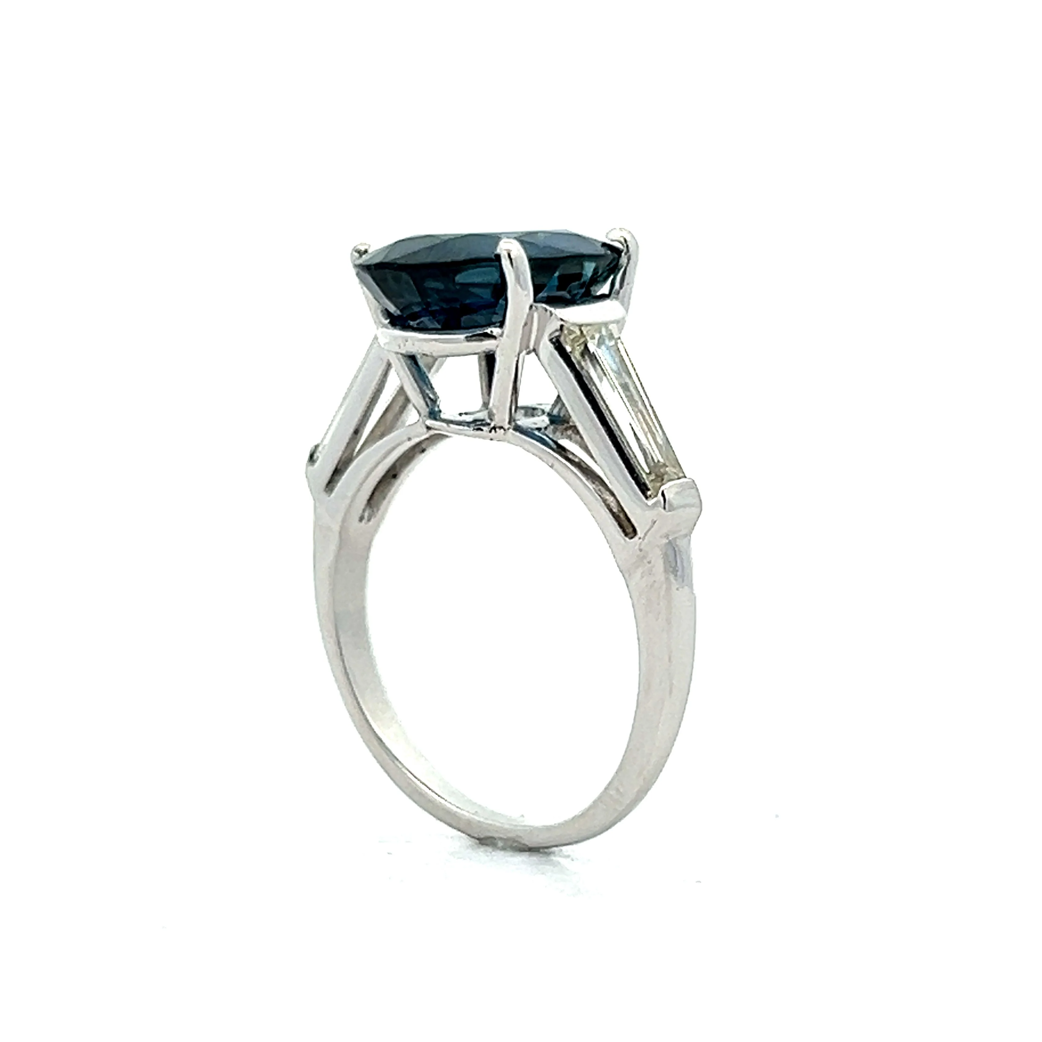 Oval Cut Blue Sapphire & Diamond Cocktail Ring in Platinum - Image 4