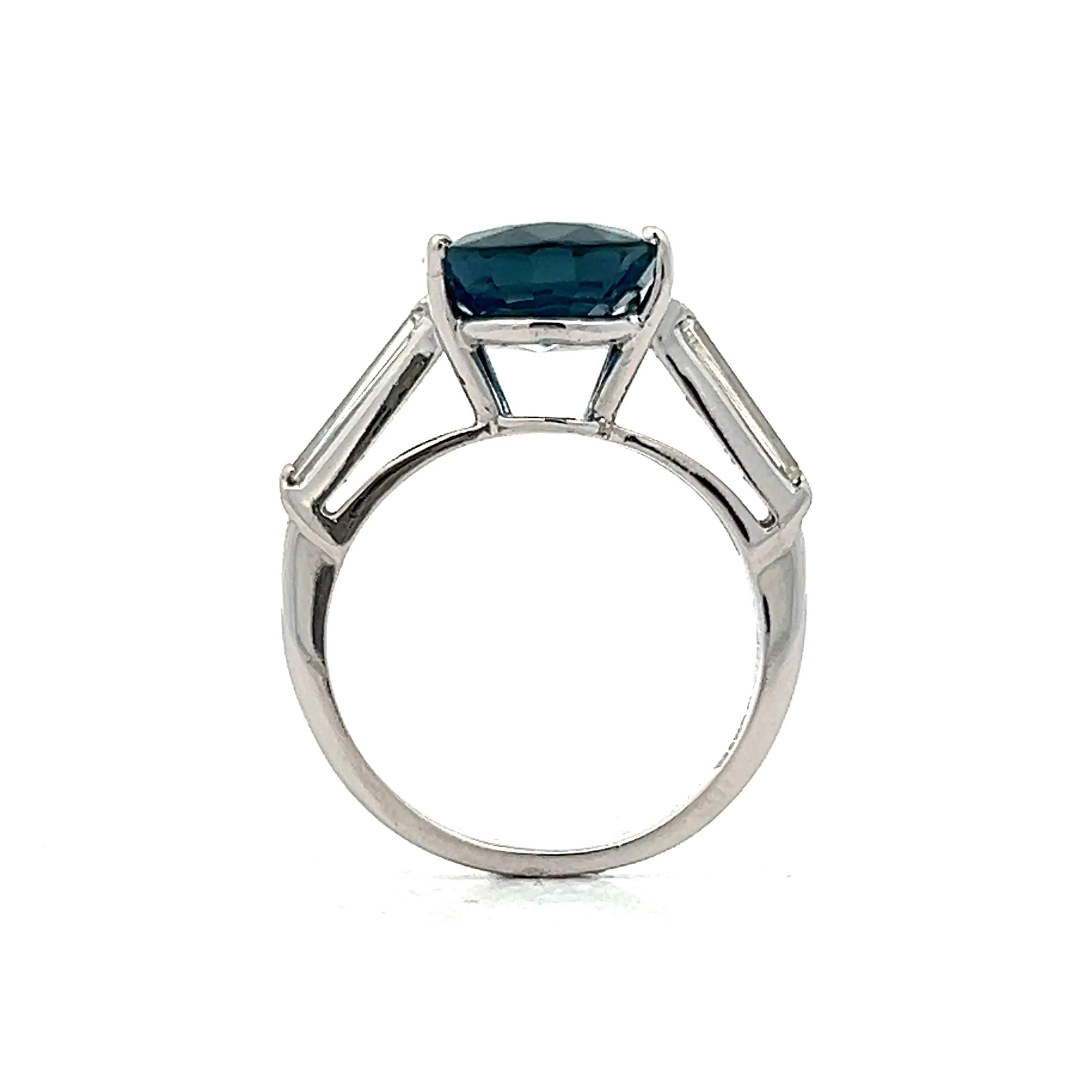 Oval Cut Blue Sapphire & Diamond Cocktail Ring in Platinum - Image 5