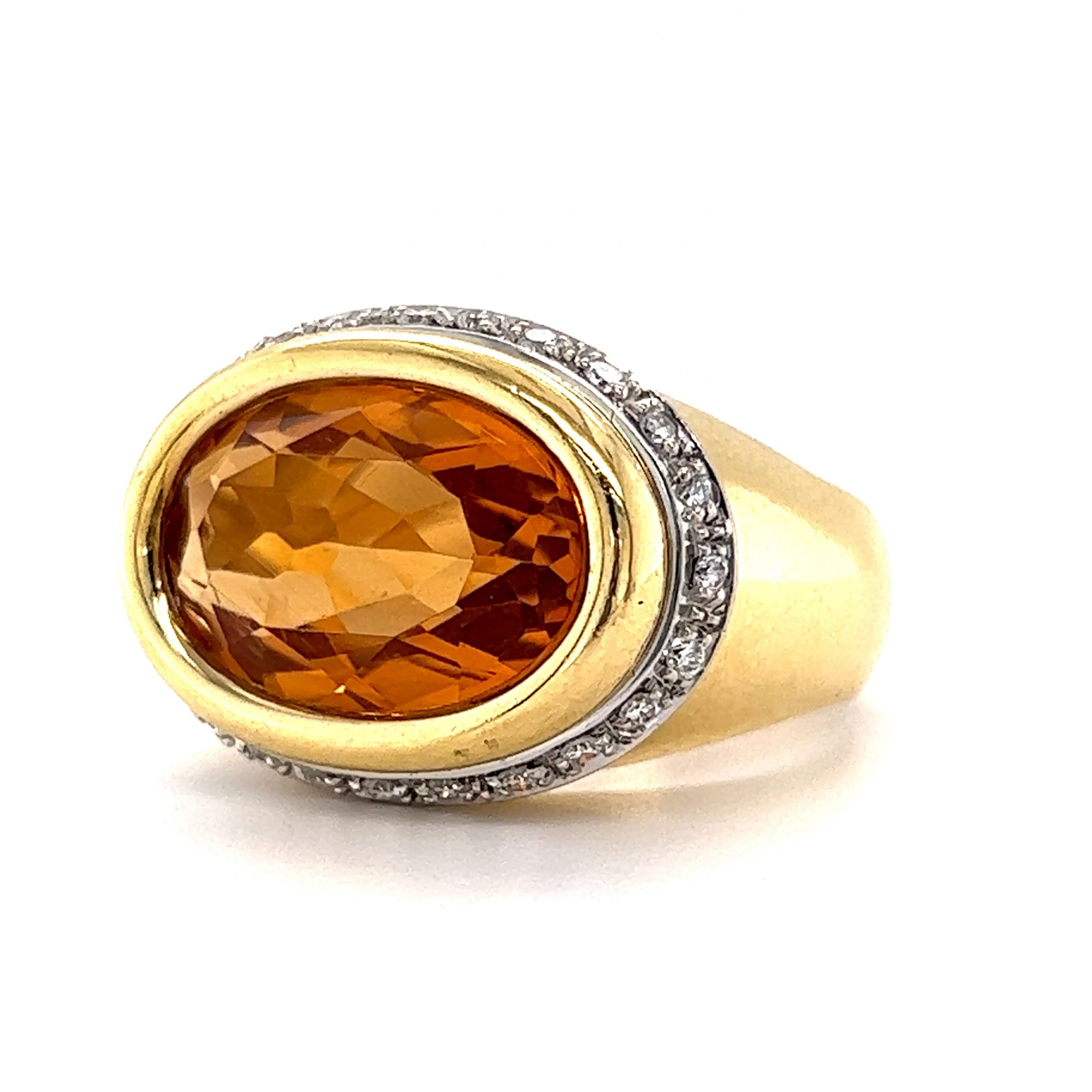 Oval Cut Citrine & Diamond Cocktail Ring in 18k Yellow Gold - Image 2
