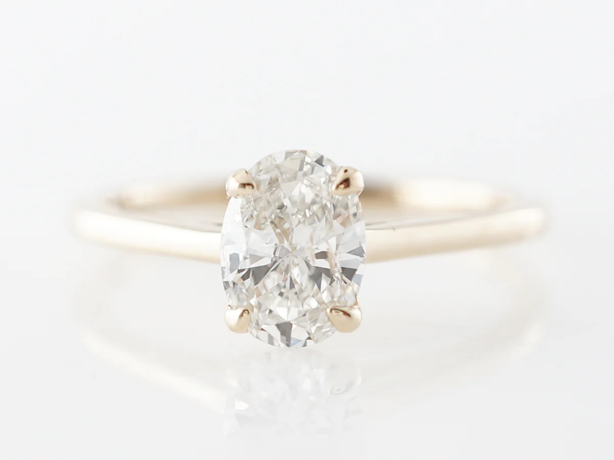 Oval Cut Diamond Solitaire Engagement Ring in 14k Yellow Gold
