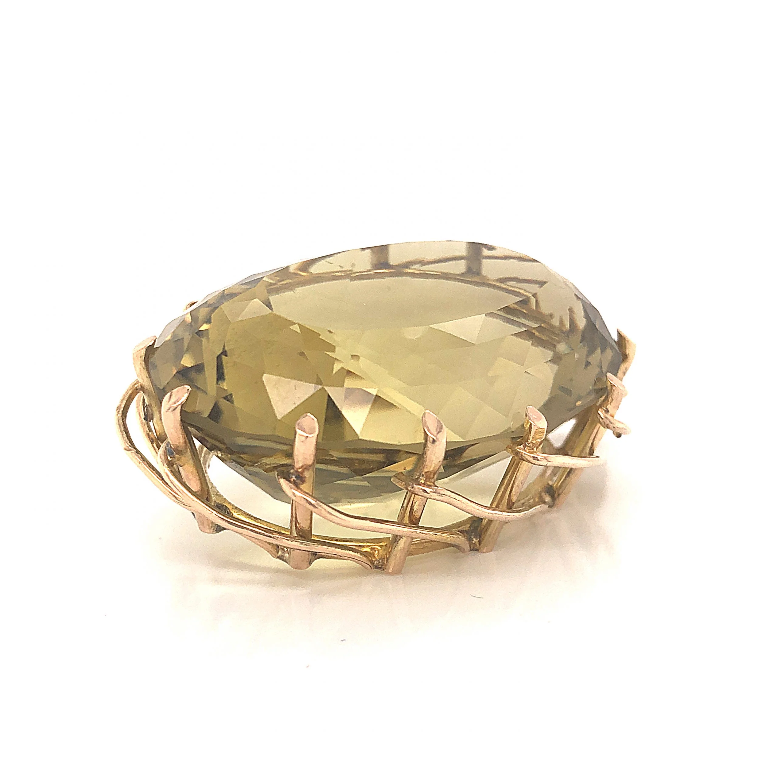Oval Cut Green Quartz Pendant in 14k Yellow Gold - Image 3