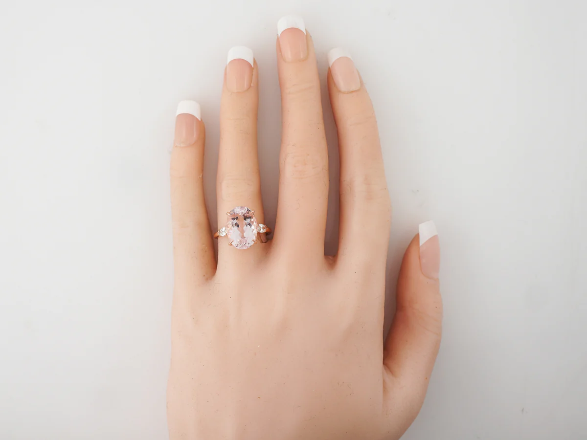 Oval Cut Morganite Cocktail Ring in Rose Gold - Image 6