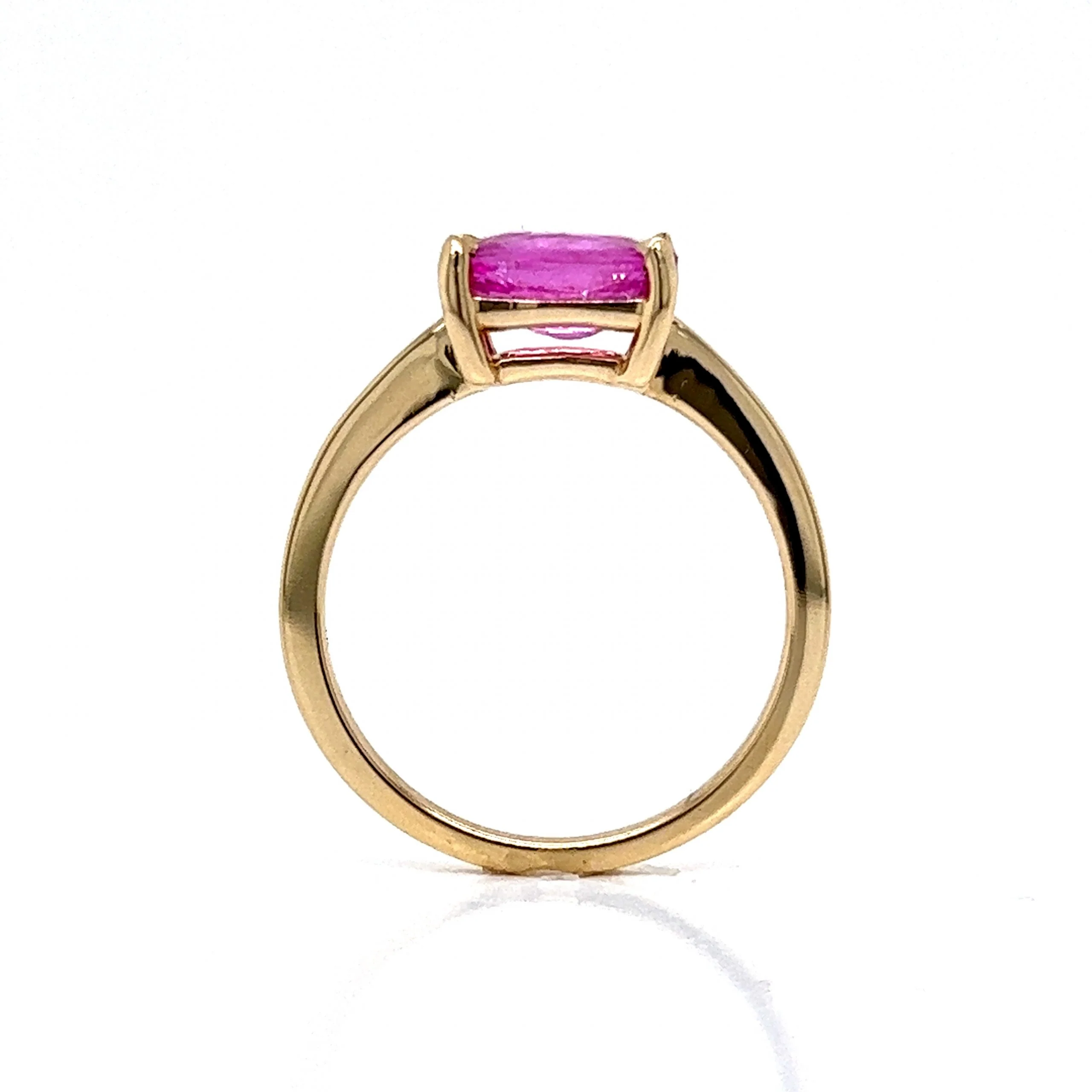 Oval Cut Pink Sapphire Engagement Ring in 14k Yellow Gold - Image 4