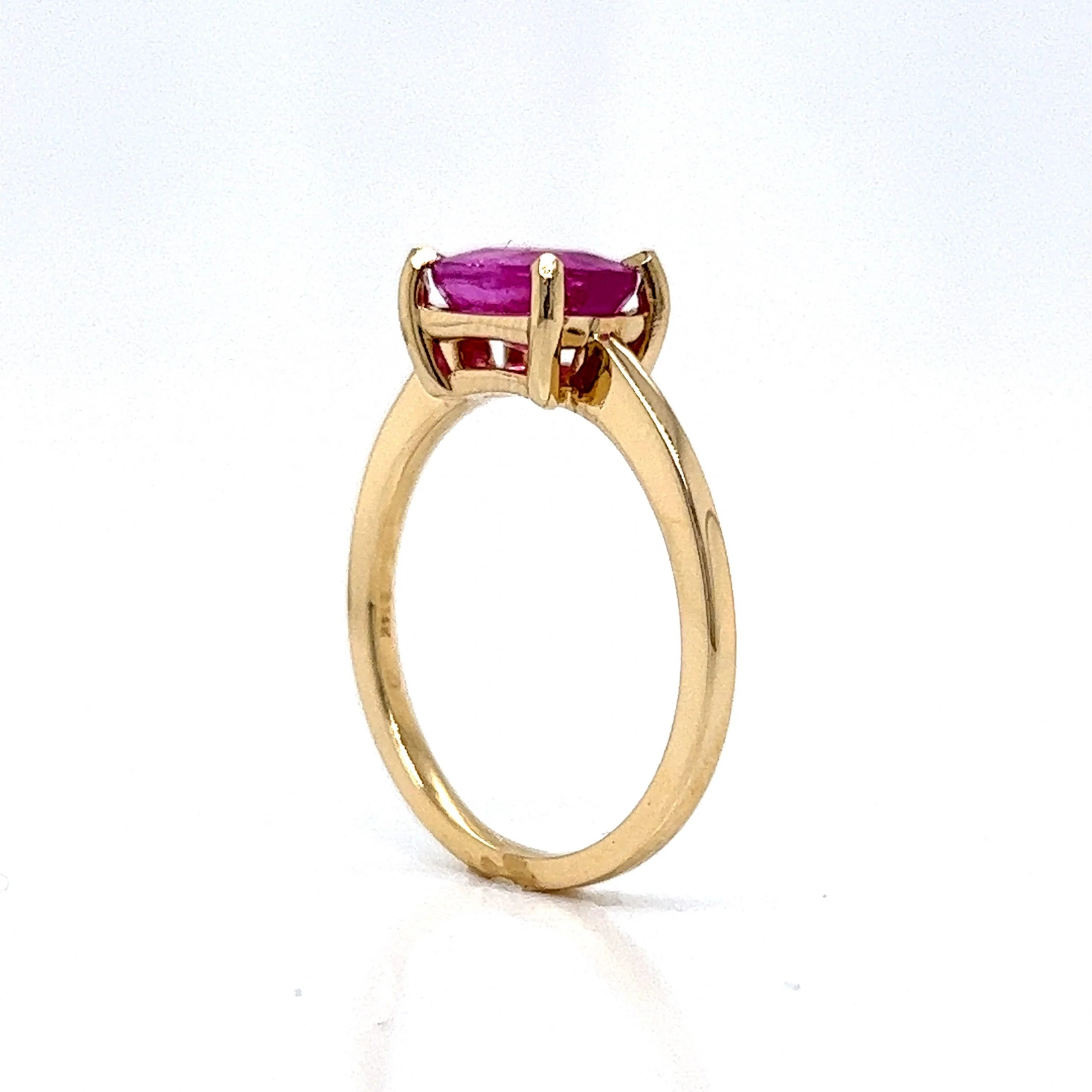 Oval Cut Pink Sapphire Engagement Ring in 14k Yellow Gold - Image 5
