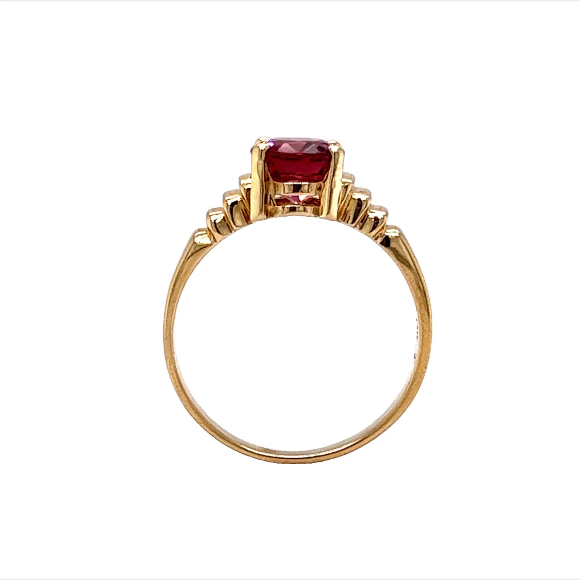 Oval Cut Pink Tourmaline Ring in 14k Yellow Gold - Image 4
