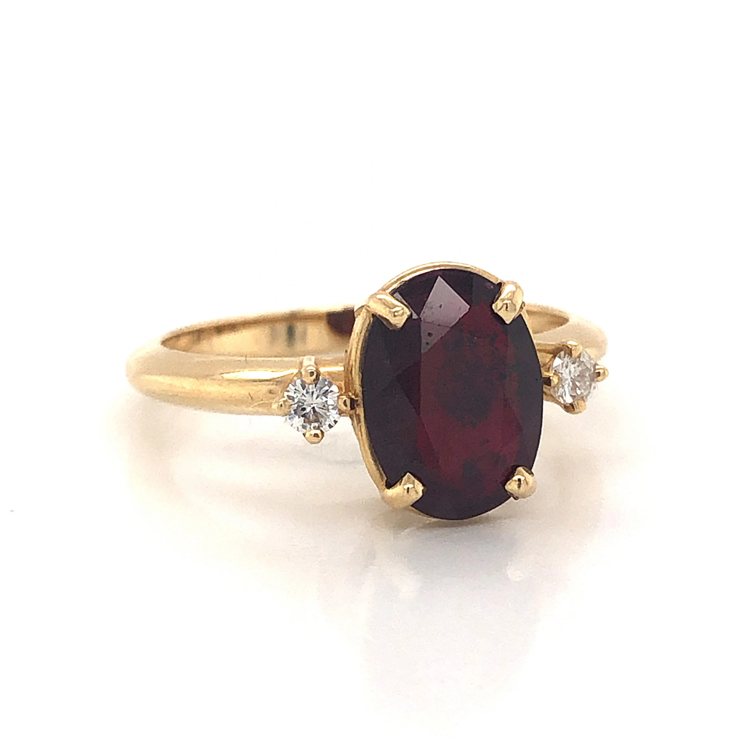 Oval Cut Ruby Engagement Ring in 14k Yellow Gold - Image 3