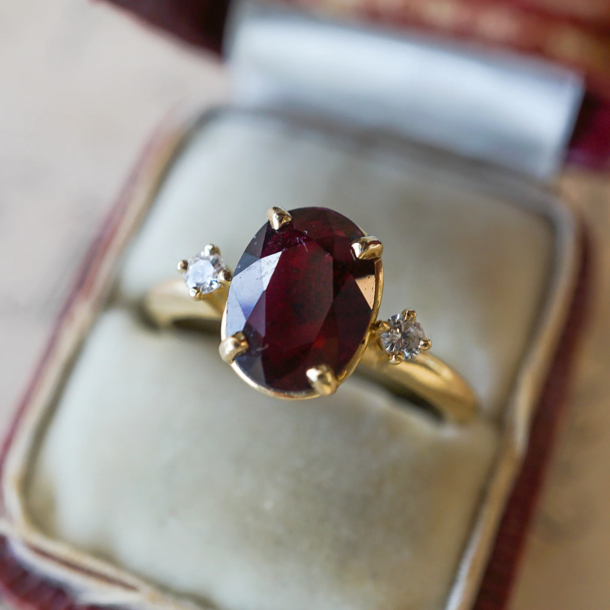 Oval Cut Ruby Engagement Ring in 14k Yellow Gold - Image 7