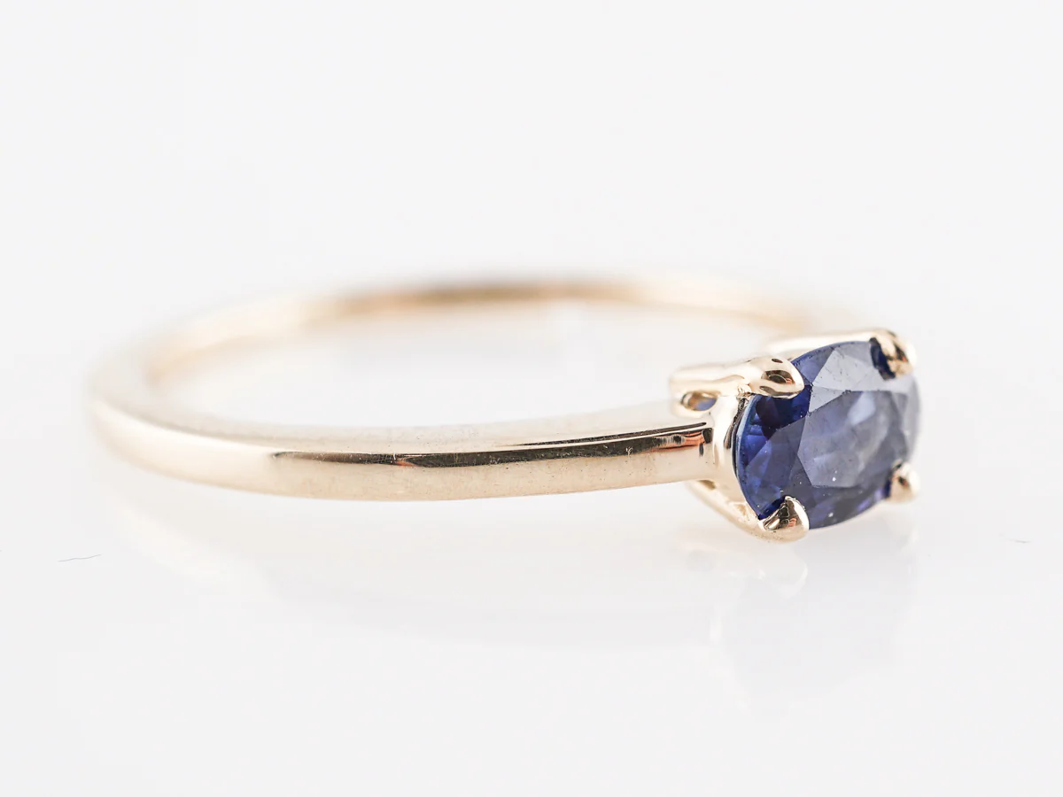 Oval Cut Sapphire Engagement Ring in 14K Yellow Gold - Image 3