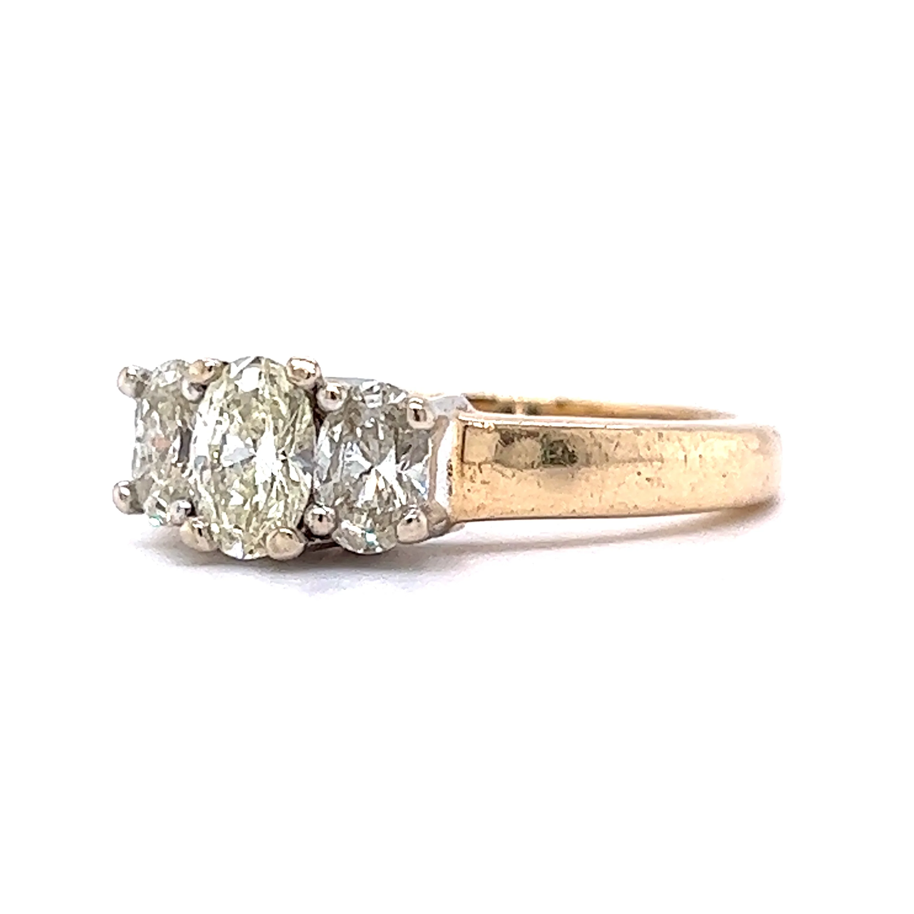 Oval Cut Three Stone Diamond Engagement Ring in 14k Gold - Image 2